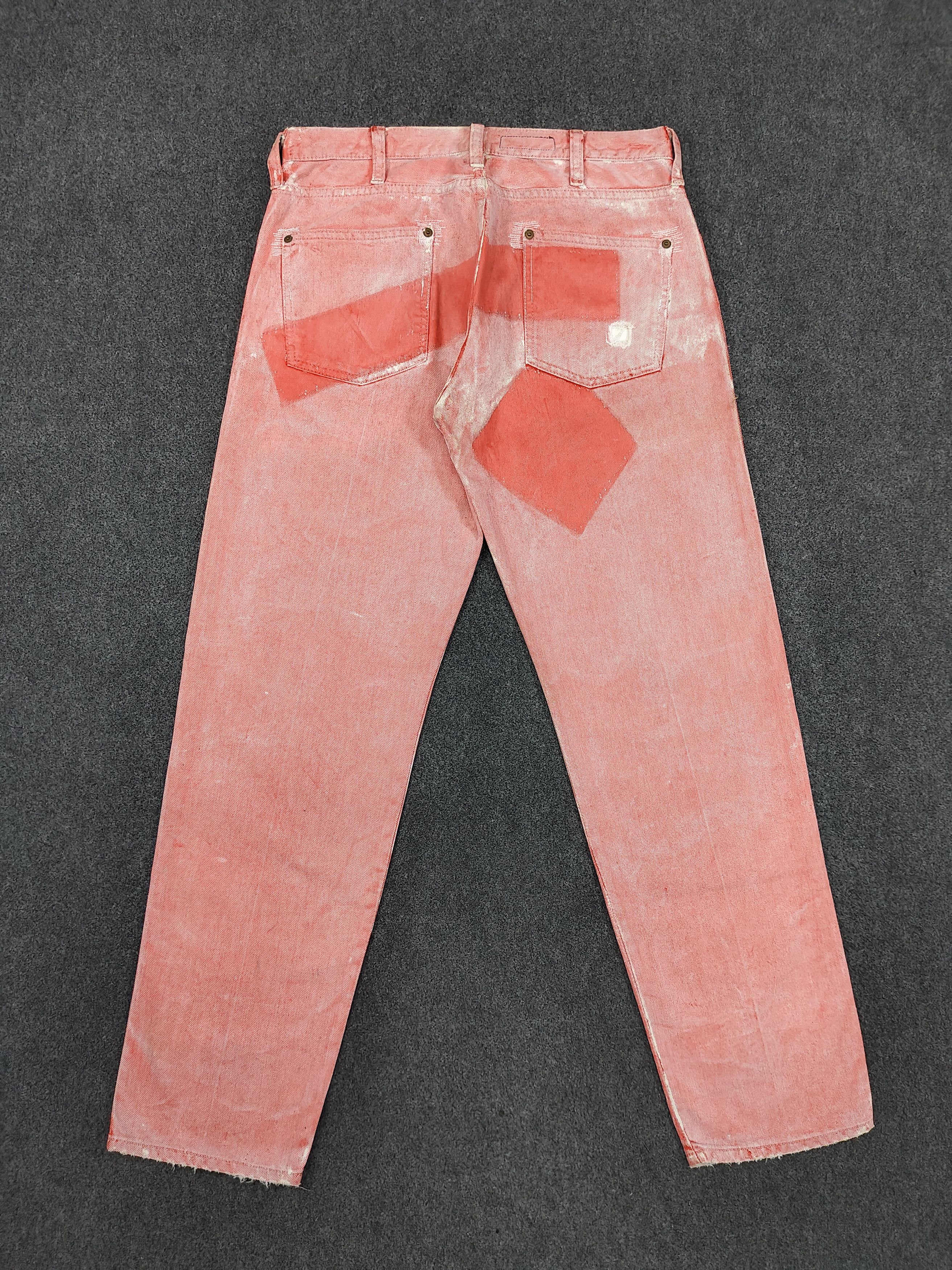 Japanese Brand 00s RNA SLANG 🇯🇵 Red Overdyed Pacthwork Distressed Jeans Size US 30 / EU 46 - 3 Thumbnail