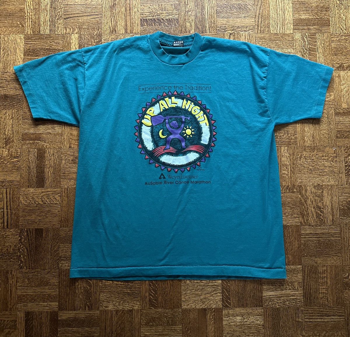 Vintage Vintage 90s Up All Night Camp Graphic Tee Size US XXL / EU 58 / 5 - 1 Thumbnail