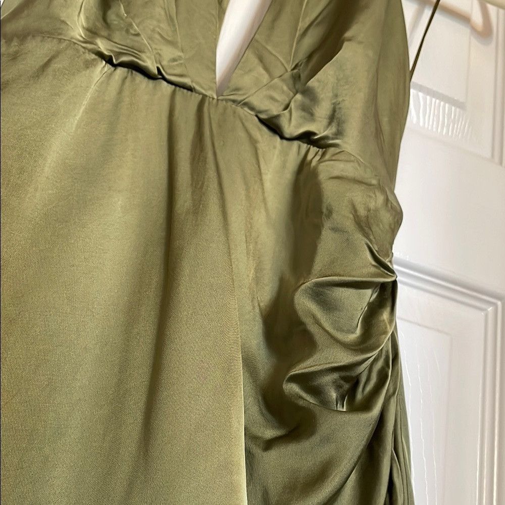 Zara Zara Green Asymmetrical Ruched Cocktail Dress Size S / US 4 / IT 40 - 3 Thumbnail