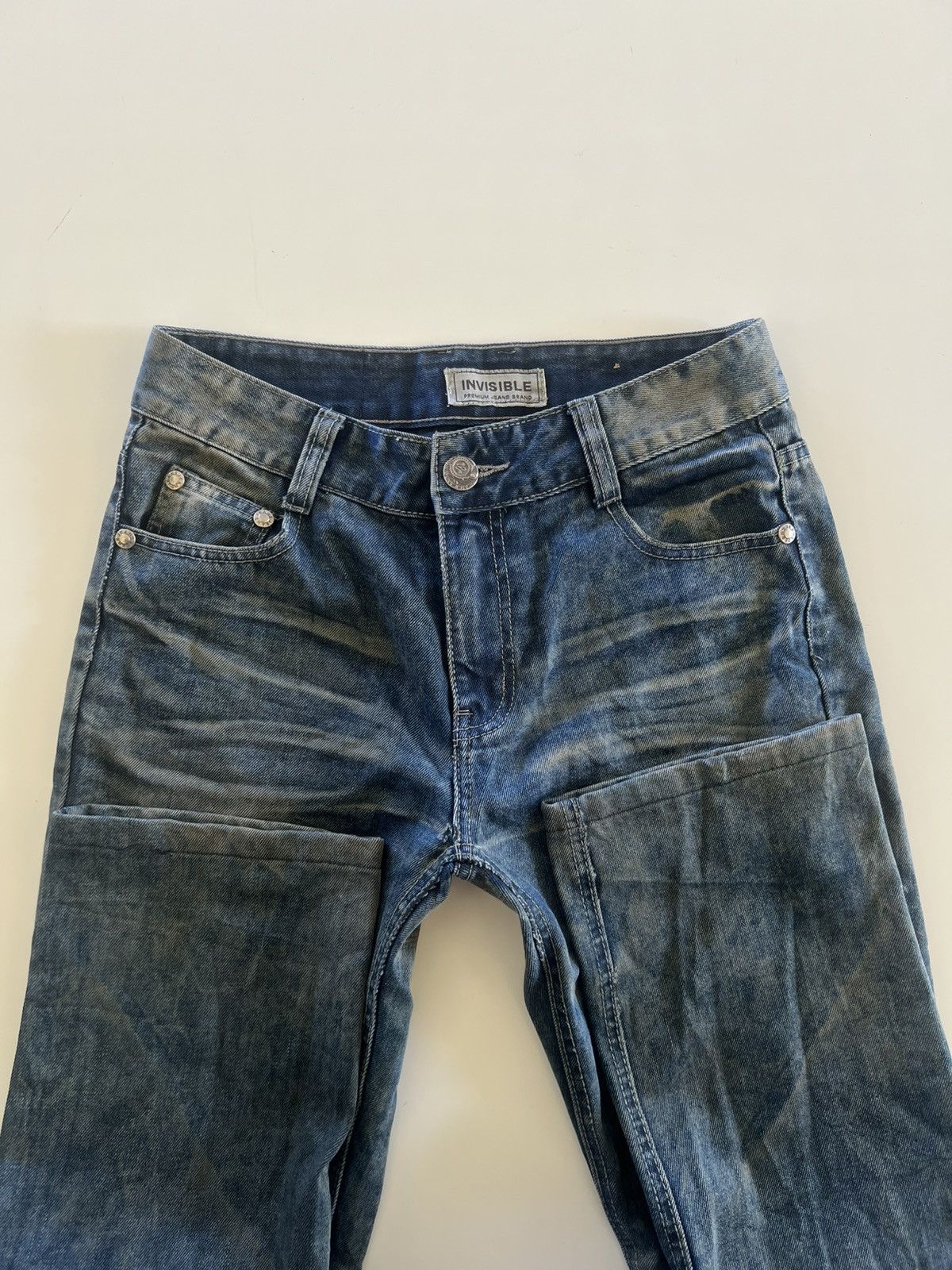 Japanese Brand Vintage Invisible Distress Denim Jeans Size 32" Size US 32 / EU 48 - 4 Thumbnail