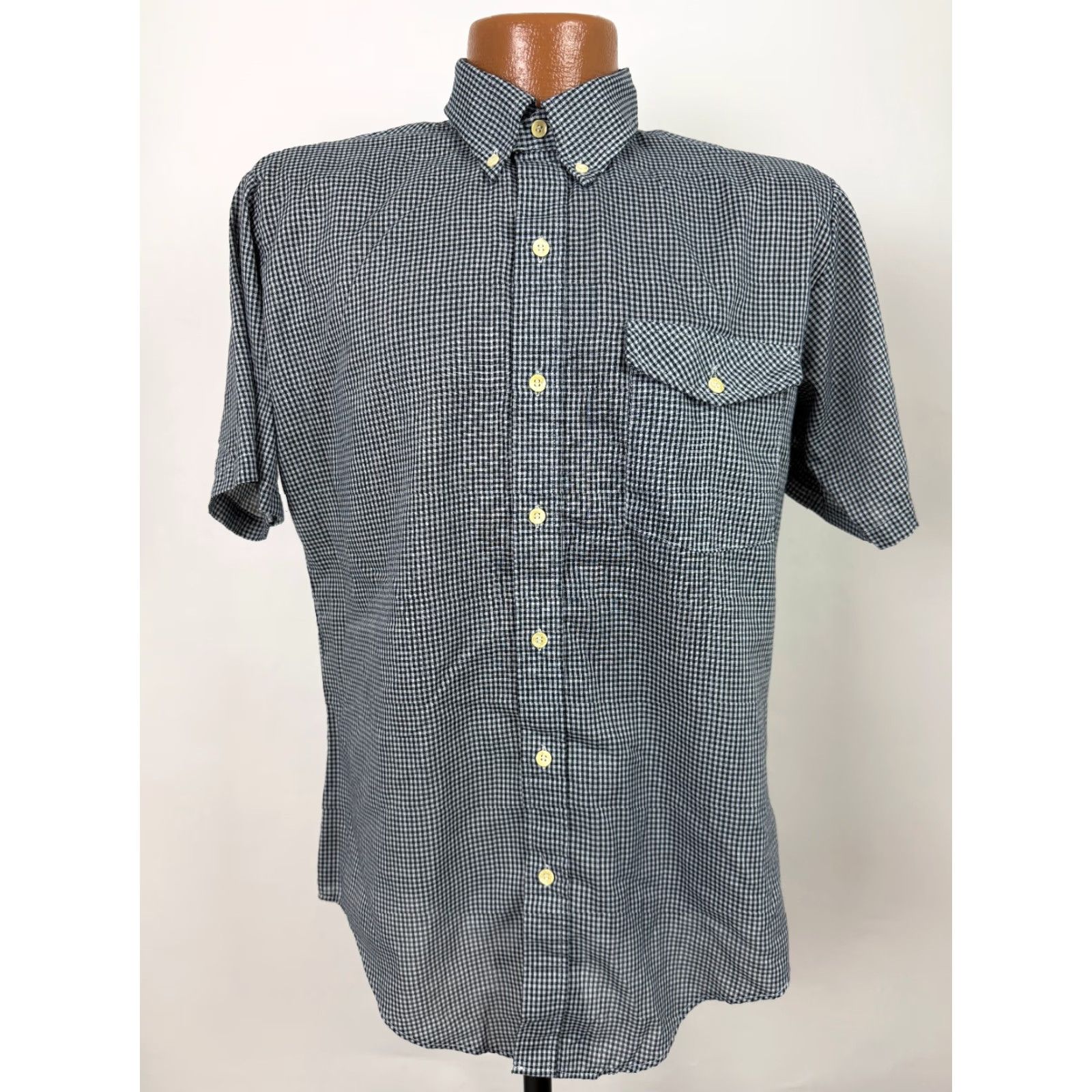 Vintage VINTAGE Campus Shirt Men M Navy 80s Button-Up Short Sleeve Lightweight Cotton Polyester Size US M / EU 48-50 / 2 - 2 Thumbnail