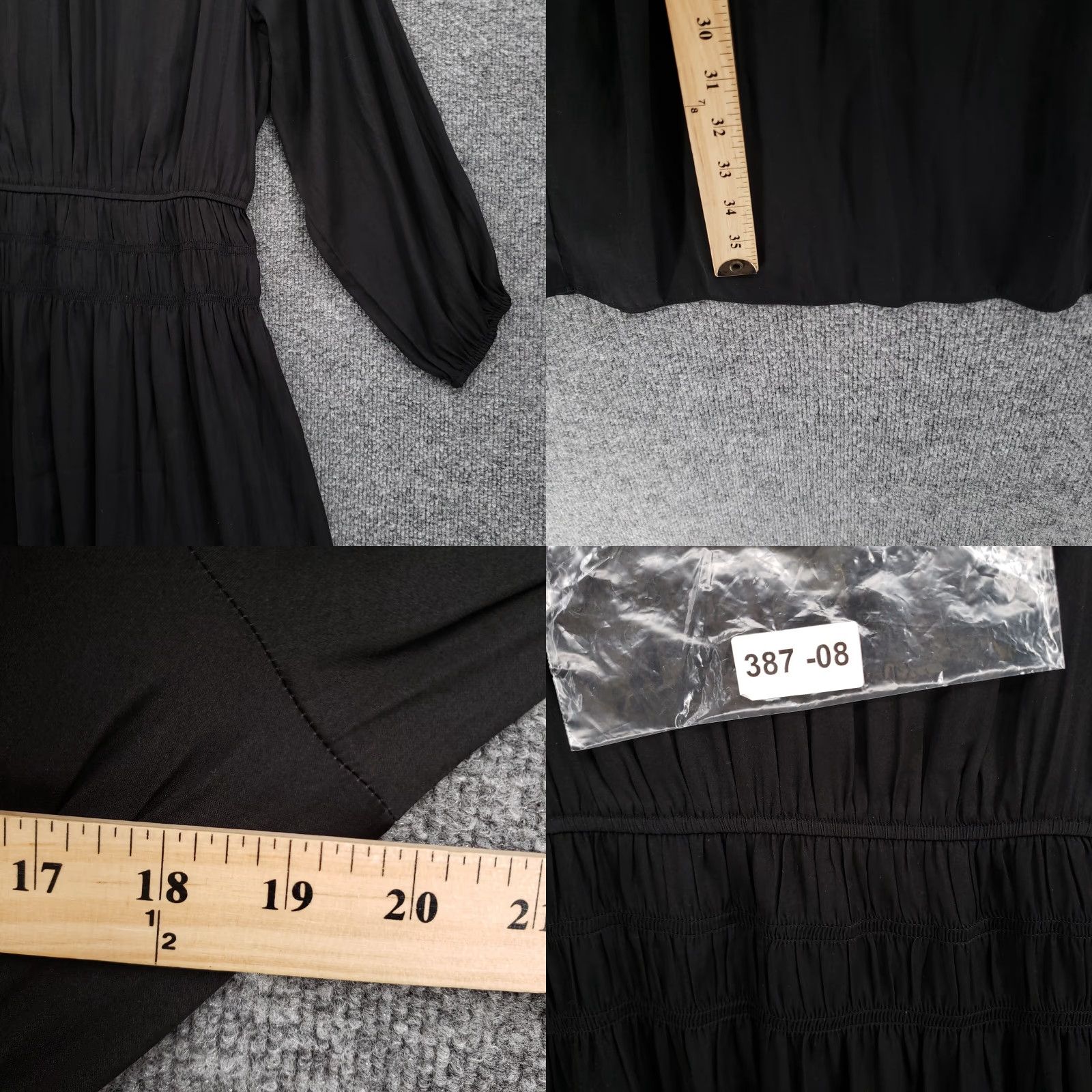 Loft LOFT Dress Womens 6 Black A-Line Smocked Waist Long Sleeve Lightweight Casual Dress Size M / US 6-8 / IT 42-44 - 8 Thumbnail