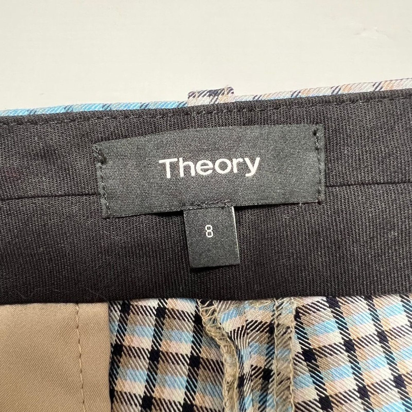 Theory Theory Treeca Slim Crop Pants Blue Check Size 8 Stretch Size 30" / US 8 / IT 44 - 5 Thumbnail
