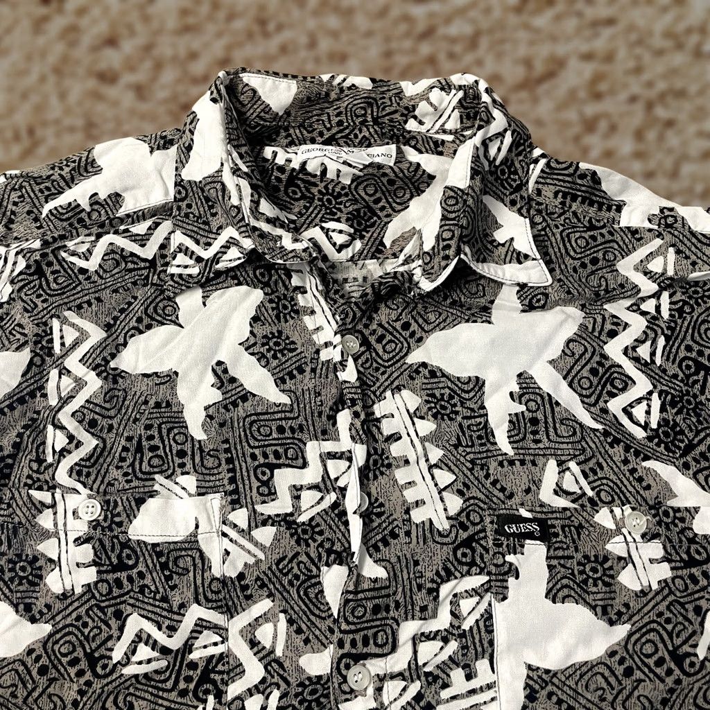 Guess GUESS Georges Marciano Camp Shirt Adult Large Brown Button Down Hawaiian Mens Shirts Size US L / EU 52-54 / 3 - 1 Thumbnail