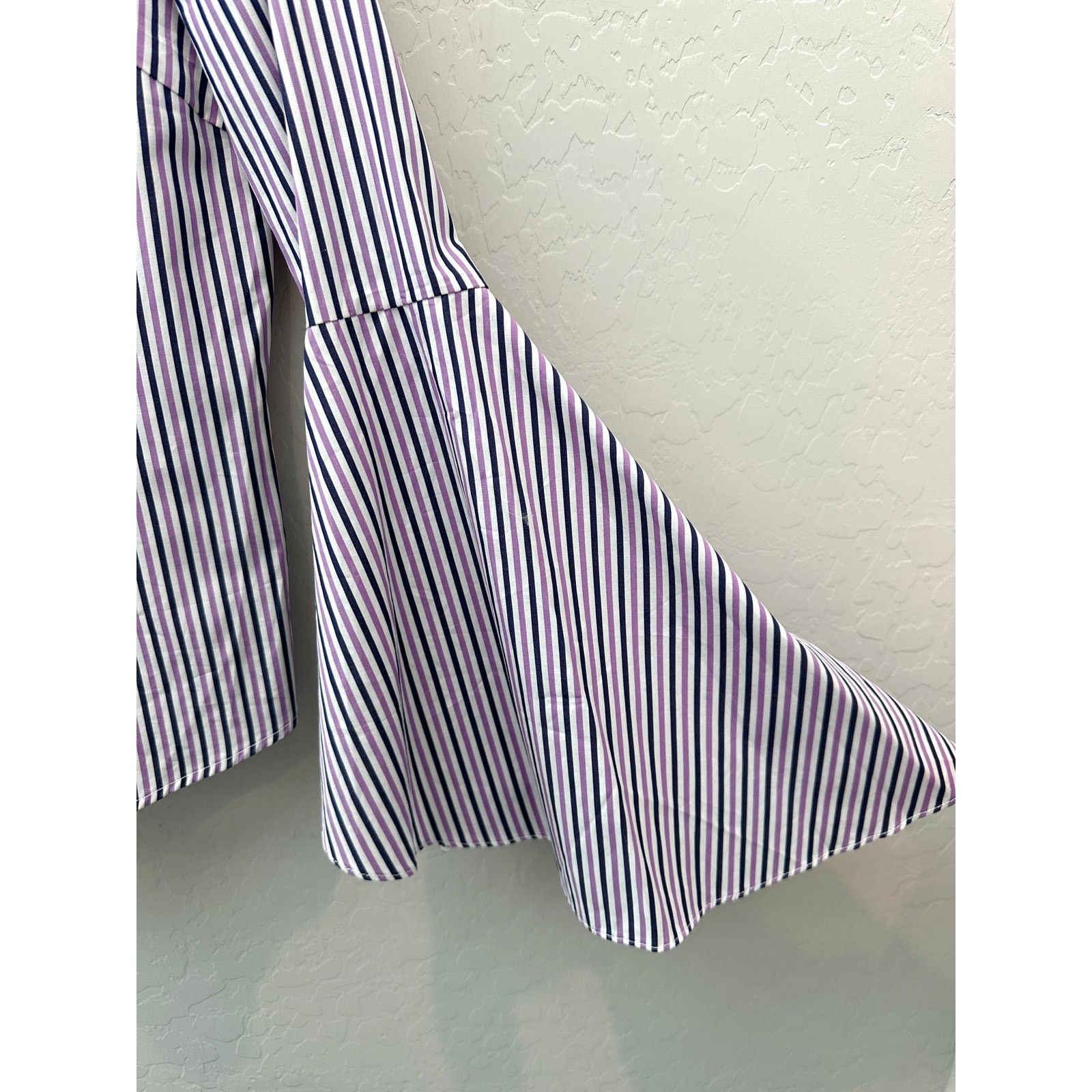 MILLY MILLY Purple Stripe Belle Sleeve Cotton Professional Blouse Size M / US 6-8 / IT 42-44 - 4 Thumbnail
