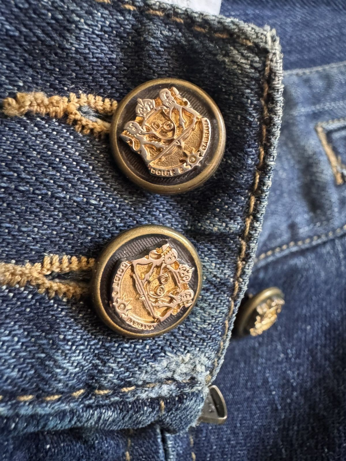 Dolce & Gabbana Vintage Navy Military Style Button Front Denim Jeans Size 27" / US 4 / IT 40 - 11 Thumbnail