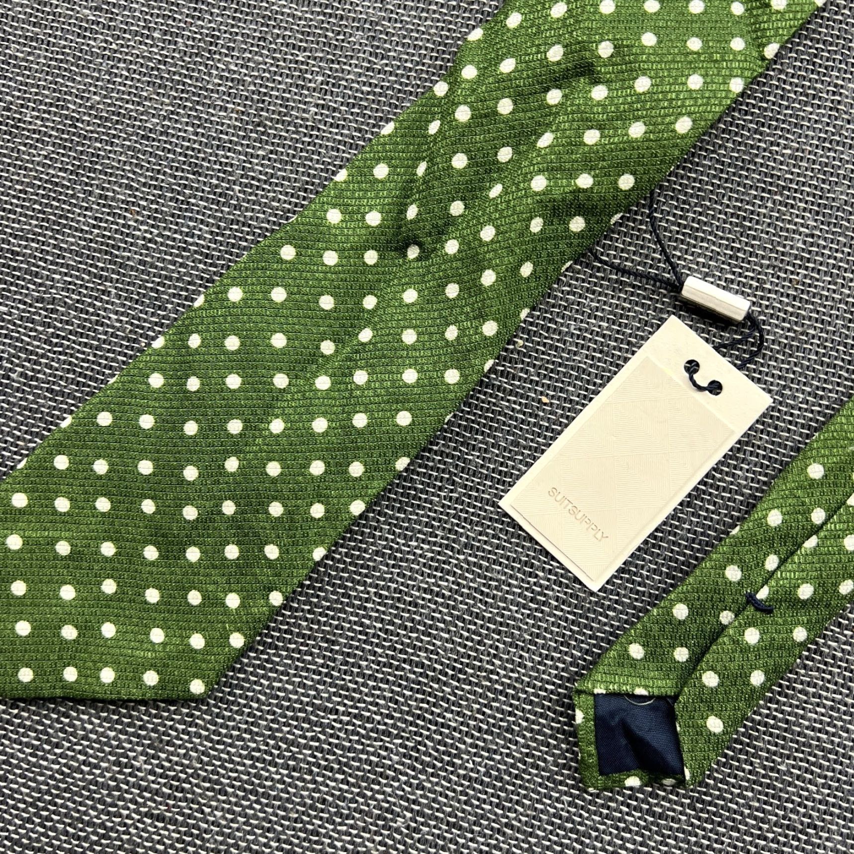 Suitsupply SUITSUPPLY Mens 100% Silk Green Tie Polka Dot Size ONE SIZE - 2 Thumbnail