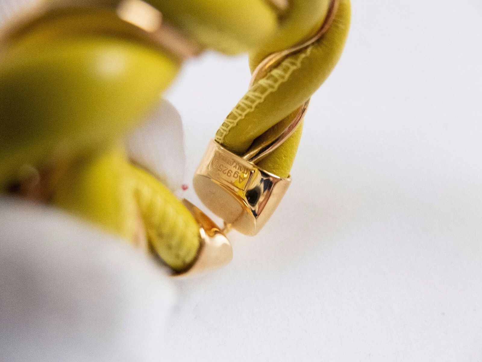 Bottega Veneta BOTTEGA VENETA Twist triangle yellow leather silver earrings Size ONE SIZE - 4 Thumbnail