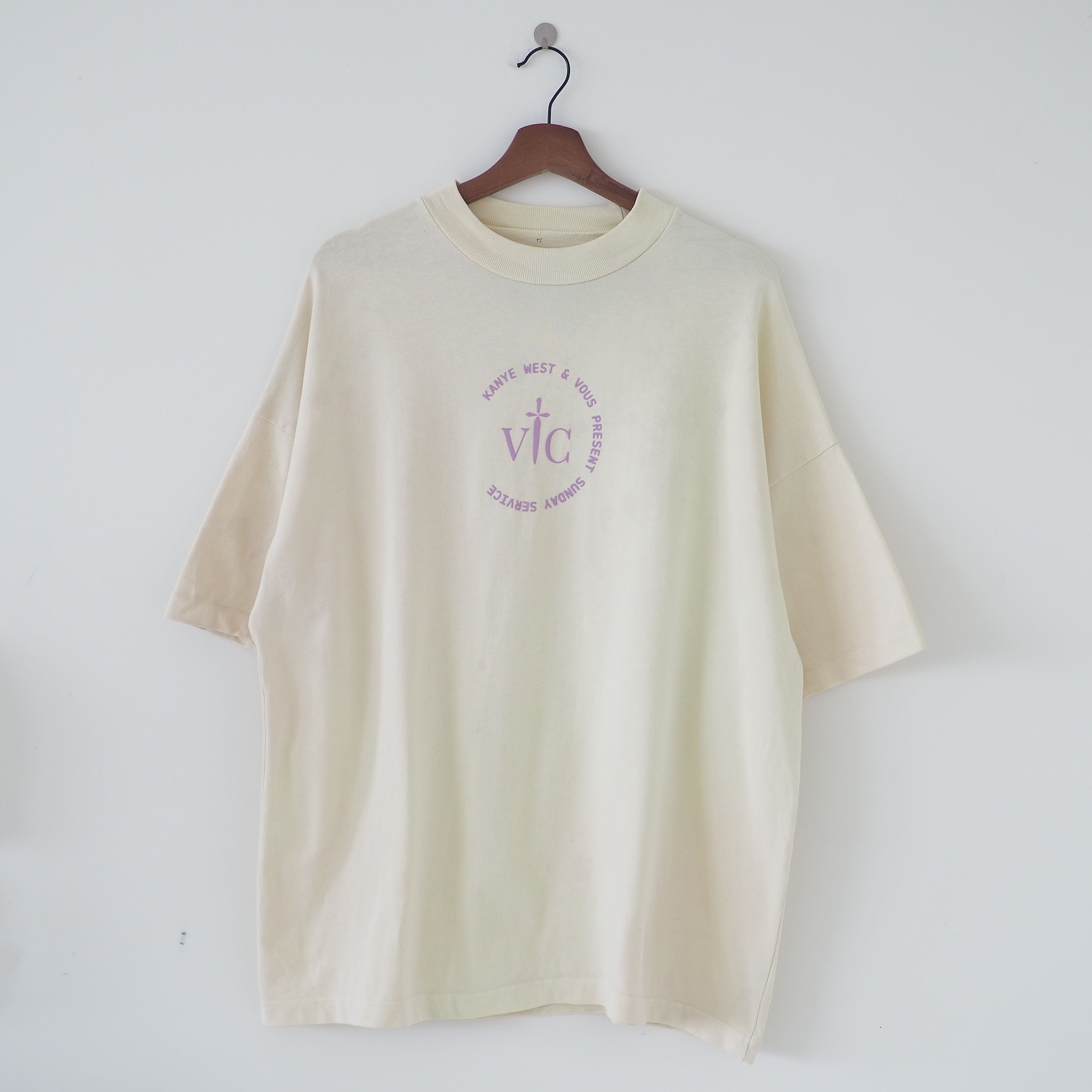 image of Kanye West & Vous Present Sunday Services T-Shirt in Light Yellow, Men's (Size XL)