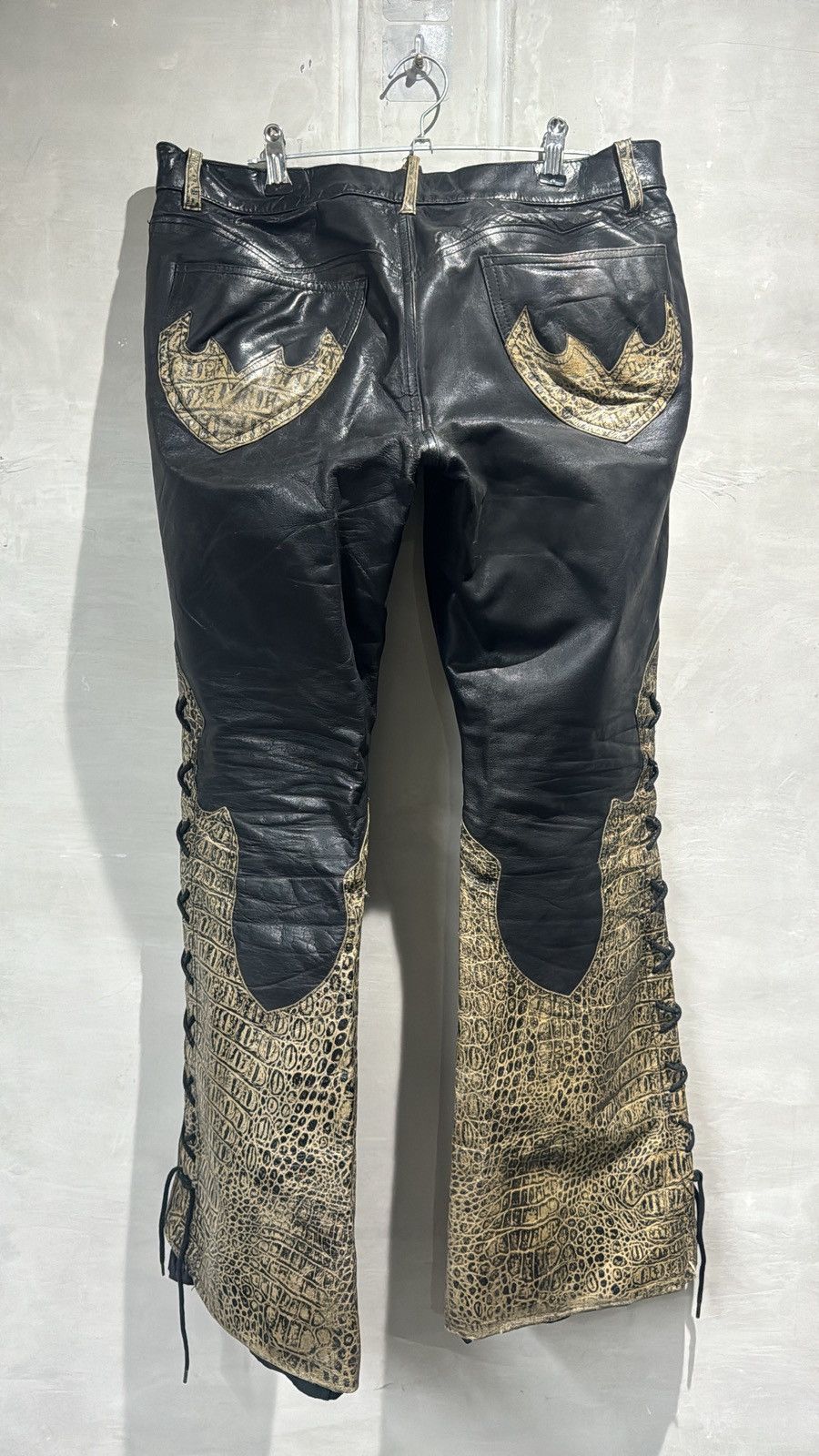 Tornado Mart 2000s Tornado Mart Japan Flared Crocodile Leather Pants Size US 31 - 16 Thumbnail
