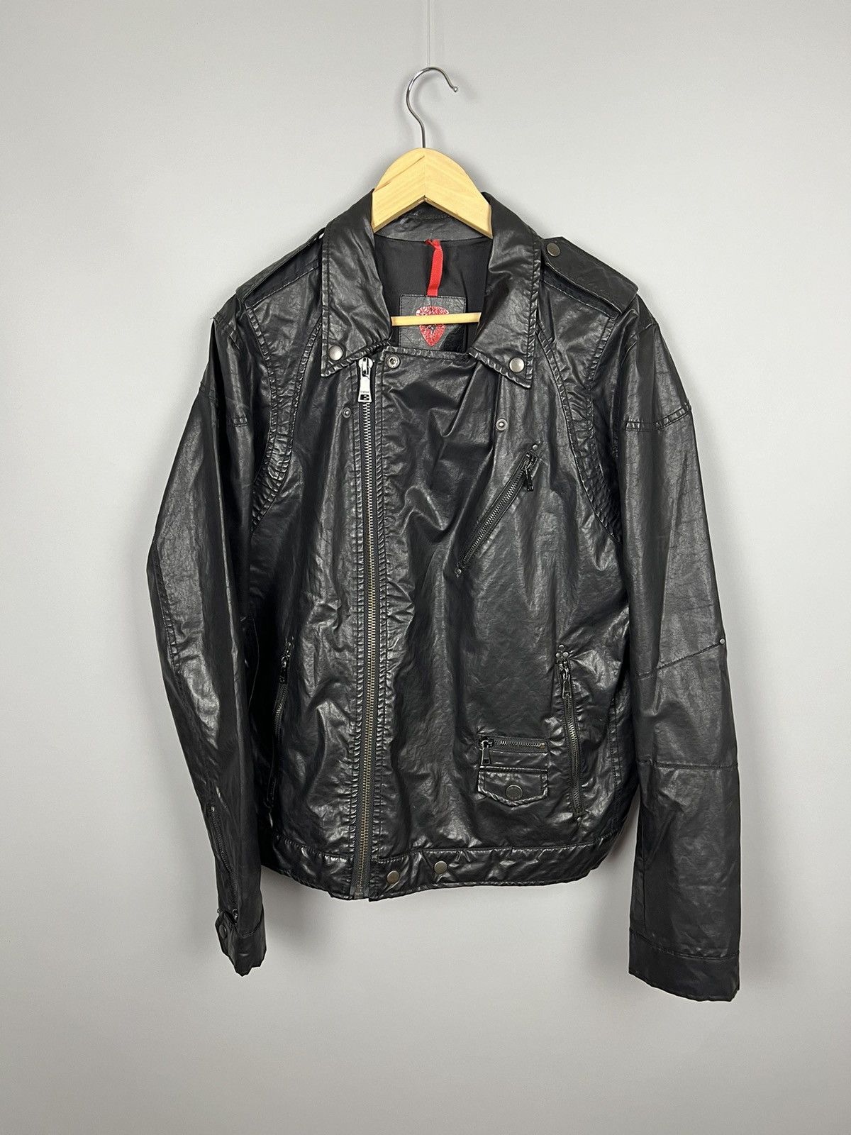 Strellson Strellson Swiss Cross mens motorcycle waxed cotton jacket Size US XL / EU 56 / 4 - 5 Thumbnail