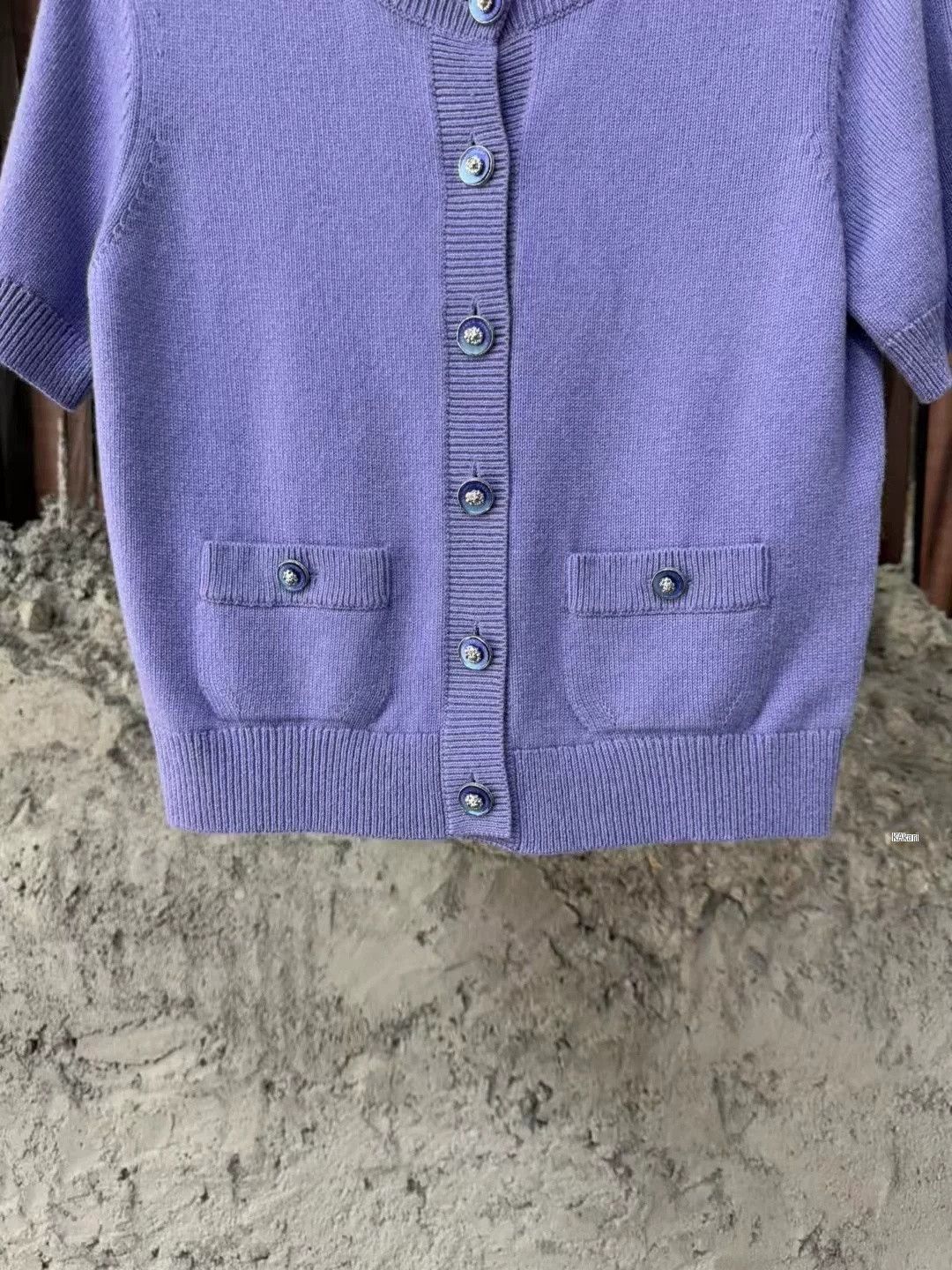 Chanel Chanel Purple Short-Sleeve Knit Cardigan Size US S / EU 44-46 / 1 - 4 Thumbnail
