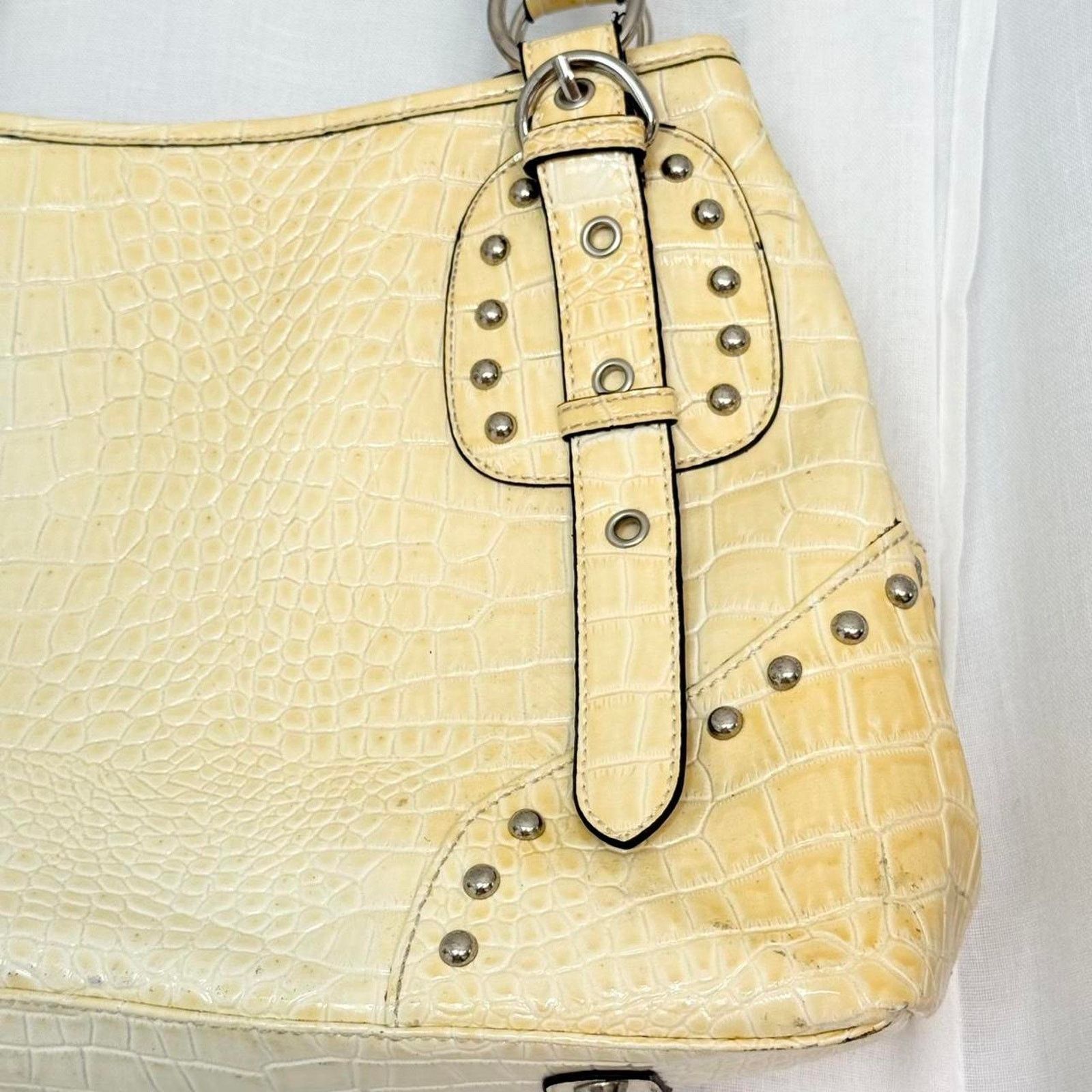 Vintage Y2K croc embossed oversized hobo shoulder bag studded Size ONE SIZE - 5 Thumbnail