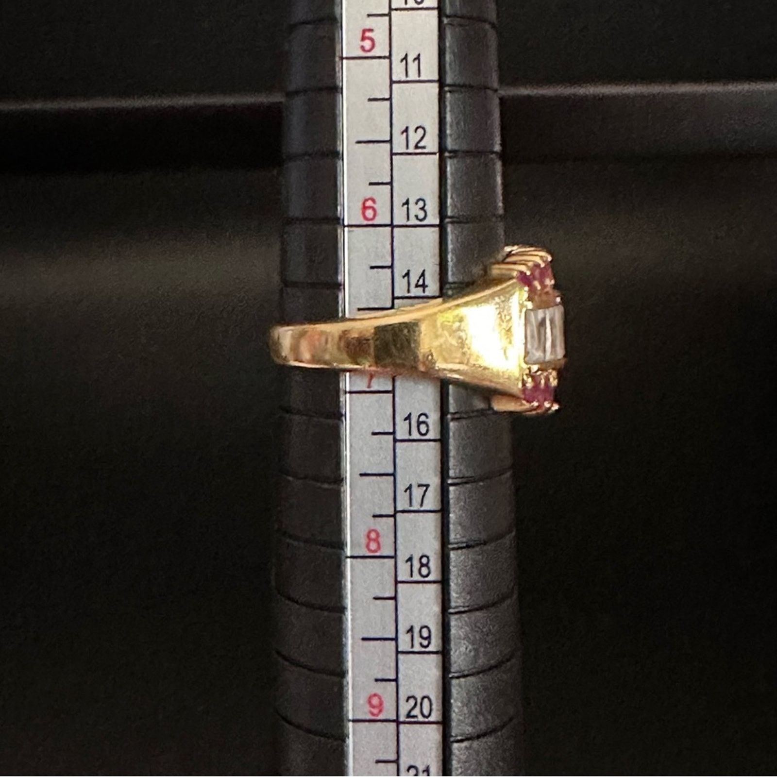 Other Vintage Wide Band Ruby And CZ Princess Ring Size ONE SIZE - 6 Thumbnail