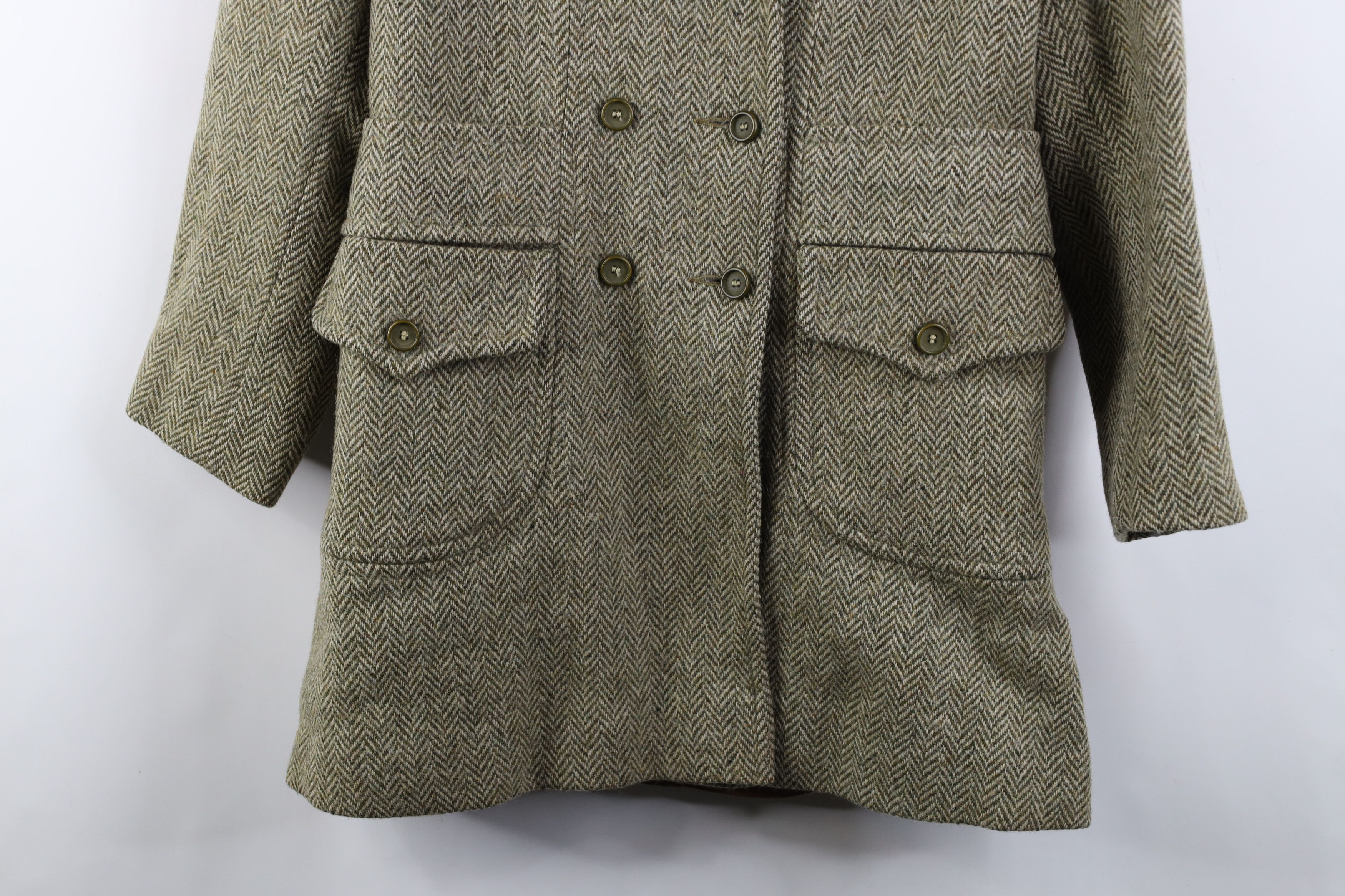 Vintage Vintage 50s Rockabilly Herringbone Coat Jacket Green USA Size L / US 10 / IT 46 - 3 Thumbnail