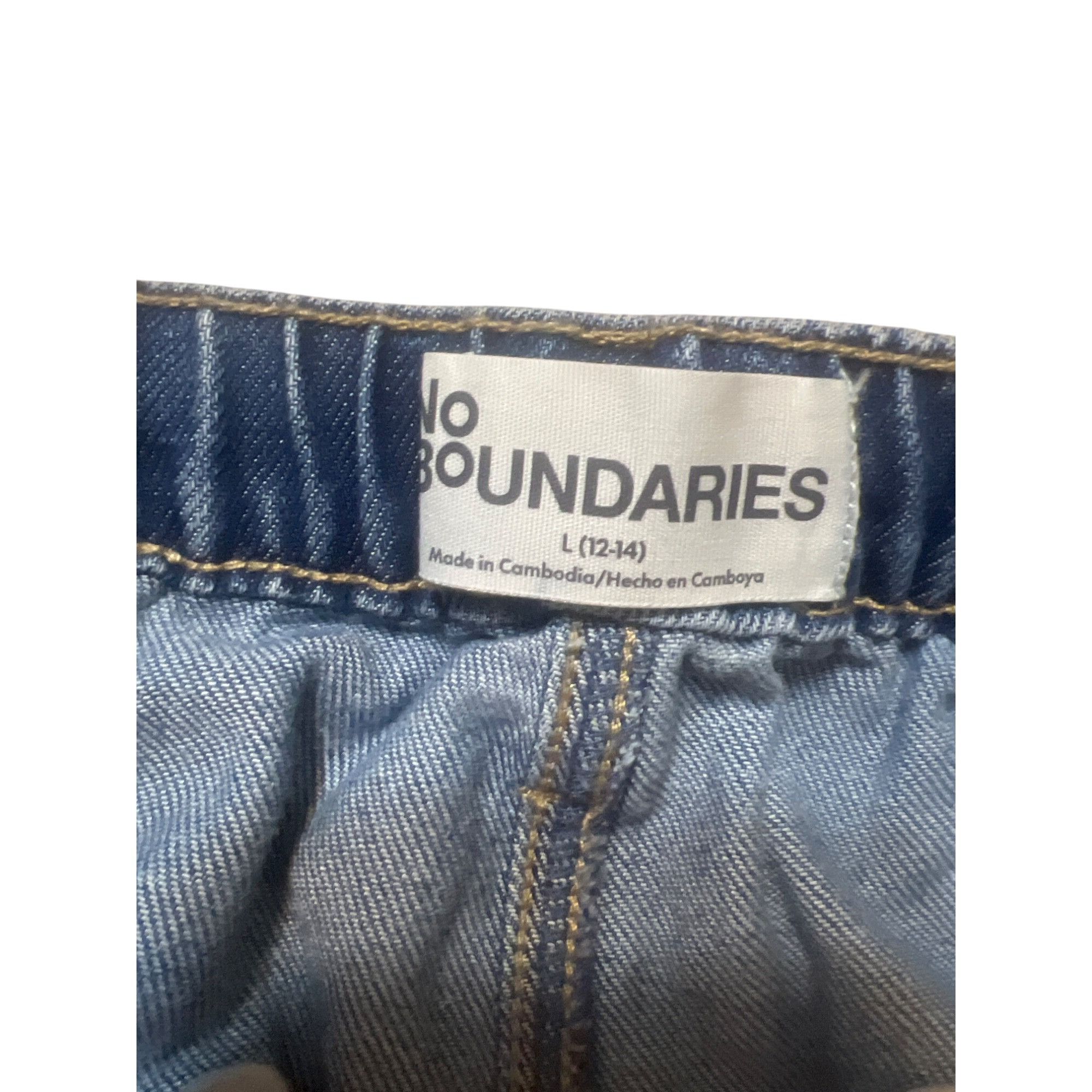 Other No Boundaries Denim Shorts Elastic Waist Drawstring Frayed H Size 34" / US 12 / IT 48 - 4 Thumbnail