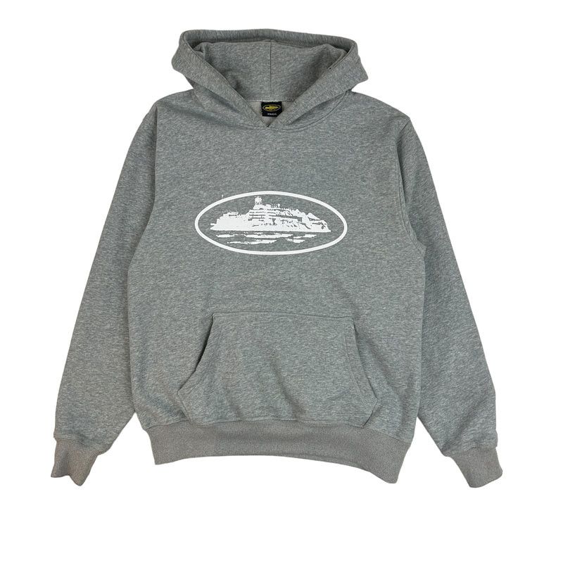 image of Corteiz OG Alcatraz Hoodie Grey, Men's (Size Small)