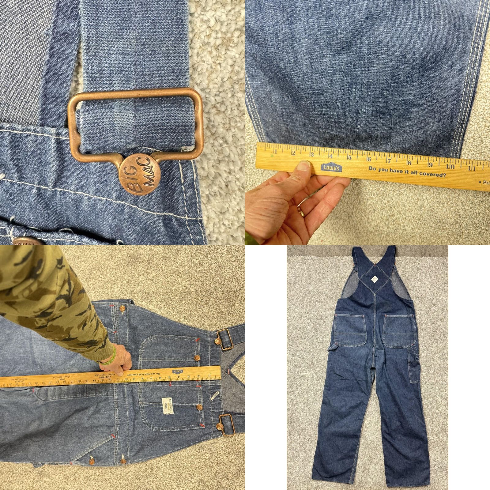 Vintage VINTAGE Big Mac Denim Bib Overalls Mens 44x30.5 Blue Square Back Workwear Utility Pants Size US 44 / EU 60 - 8 Thumbnail