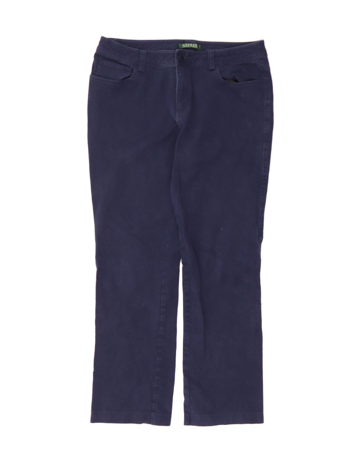 Ralph Lauren Womens Straight Casual Trousers US 12 Large W32 L30 Navy Blu Size 30" / US 8 / IT 44 - 1 Thumbnail