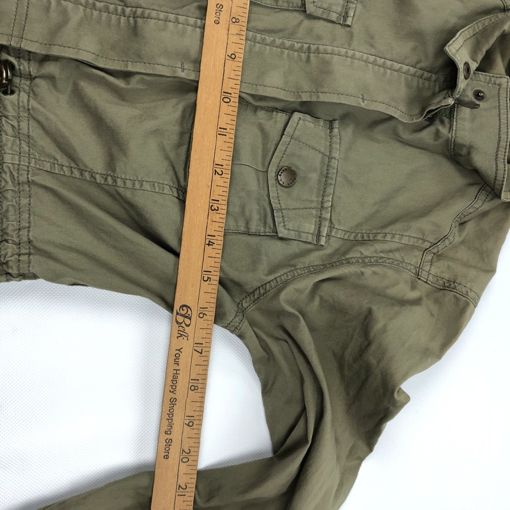 Vintage L.L.Bean Women's XS Regular Olive Green Cotton Blend Utility Safari Jacket Size XS / US 0-2 / IT 36-38 - 7 Thumbnail