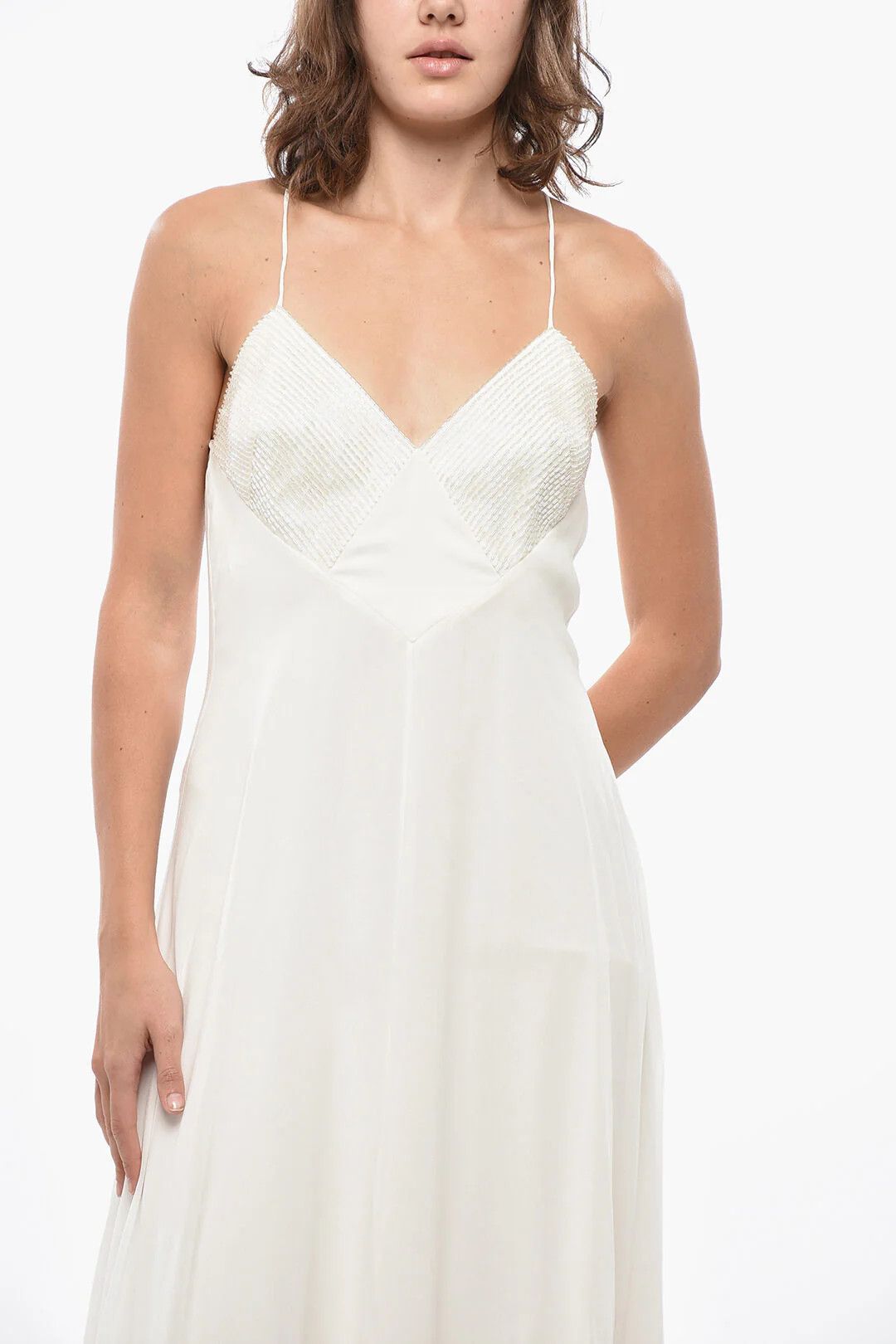Max Mara og1mm0426 Silk Maxi Dress in White Size S / US 4 / IT 40 - 4 Thumbnail