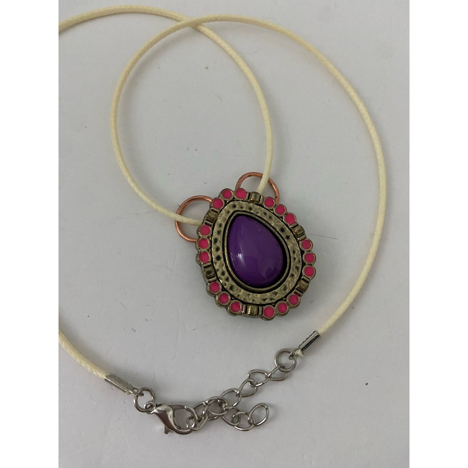 Handmade purple teardrop pendant necklace Size ONE SIZE - 5 Thumbnail