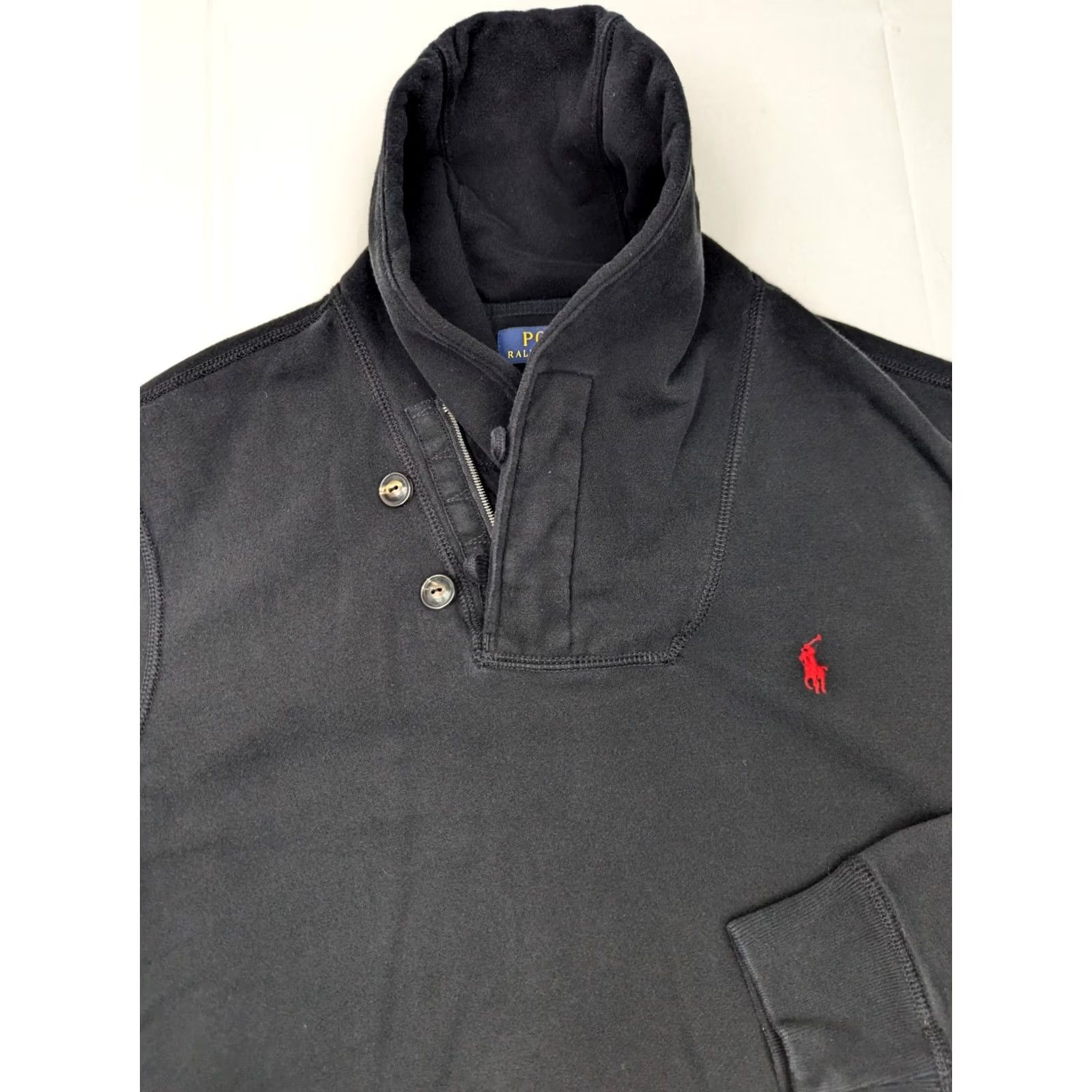 Polo Ralph Lauren Polo Ralph Lauren Shawl Neck Pullover Sweater Men M Long Sleeve Black Red Pony Shirt Size US M / EU 48-50 / 2 - 4 Thumbnail