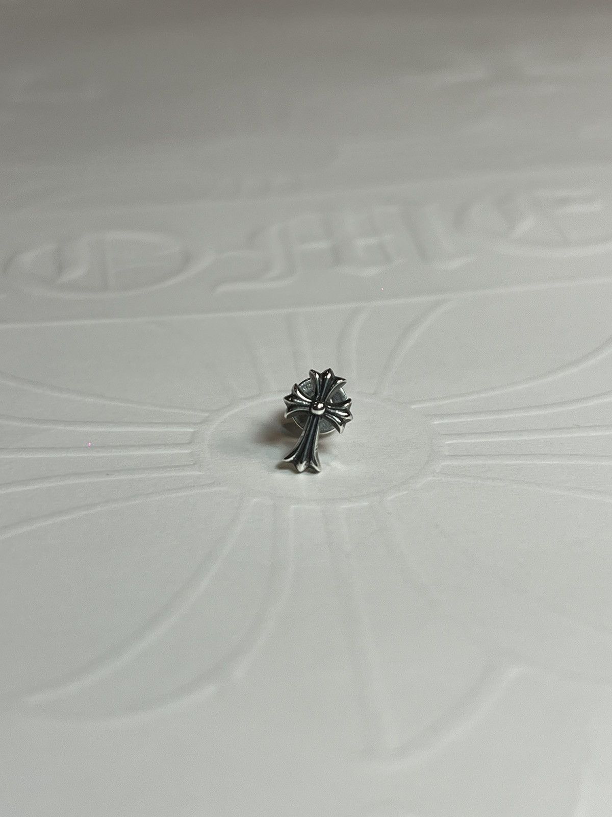 image of Chrome Hearts Cross Stud Earring in Silver, Men's
