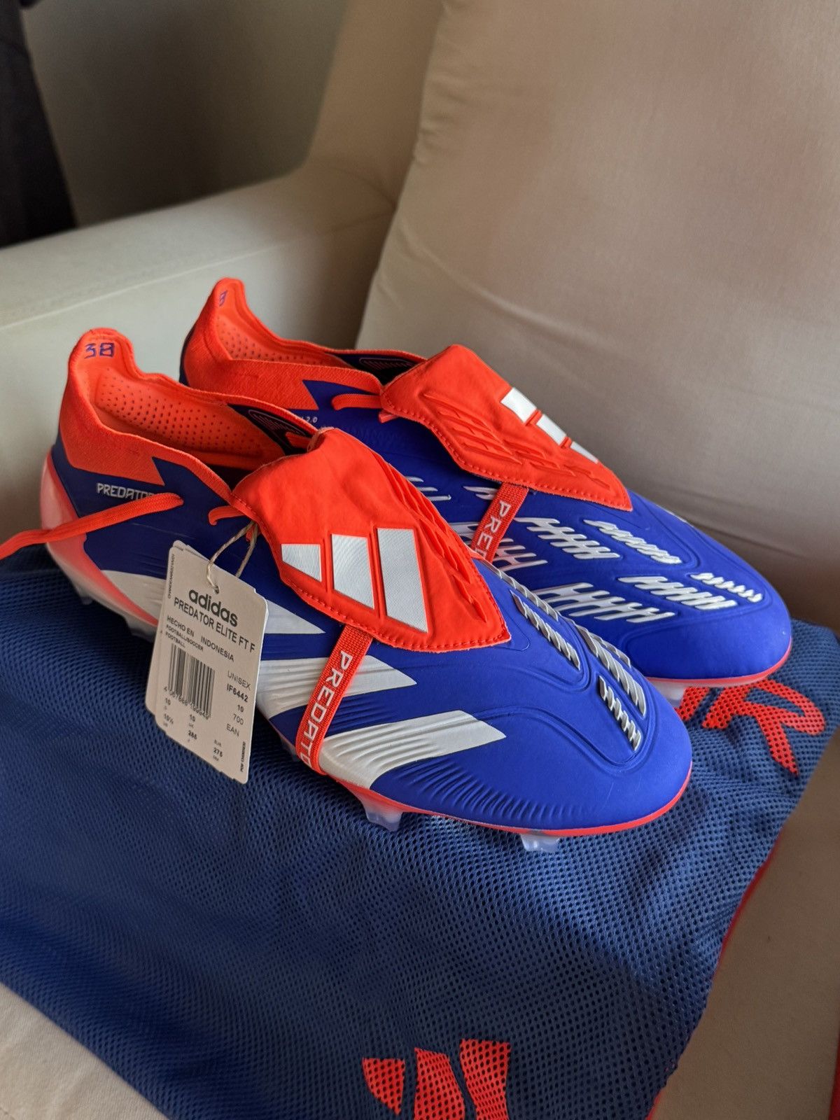 Adidas Adidas Predator 24 FG Elite Tongue Lucid Blue Solar Red Size US 10.5 / EU 43-44 - 11 Thumbnail