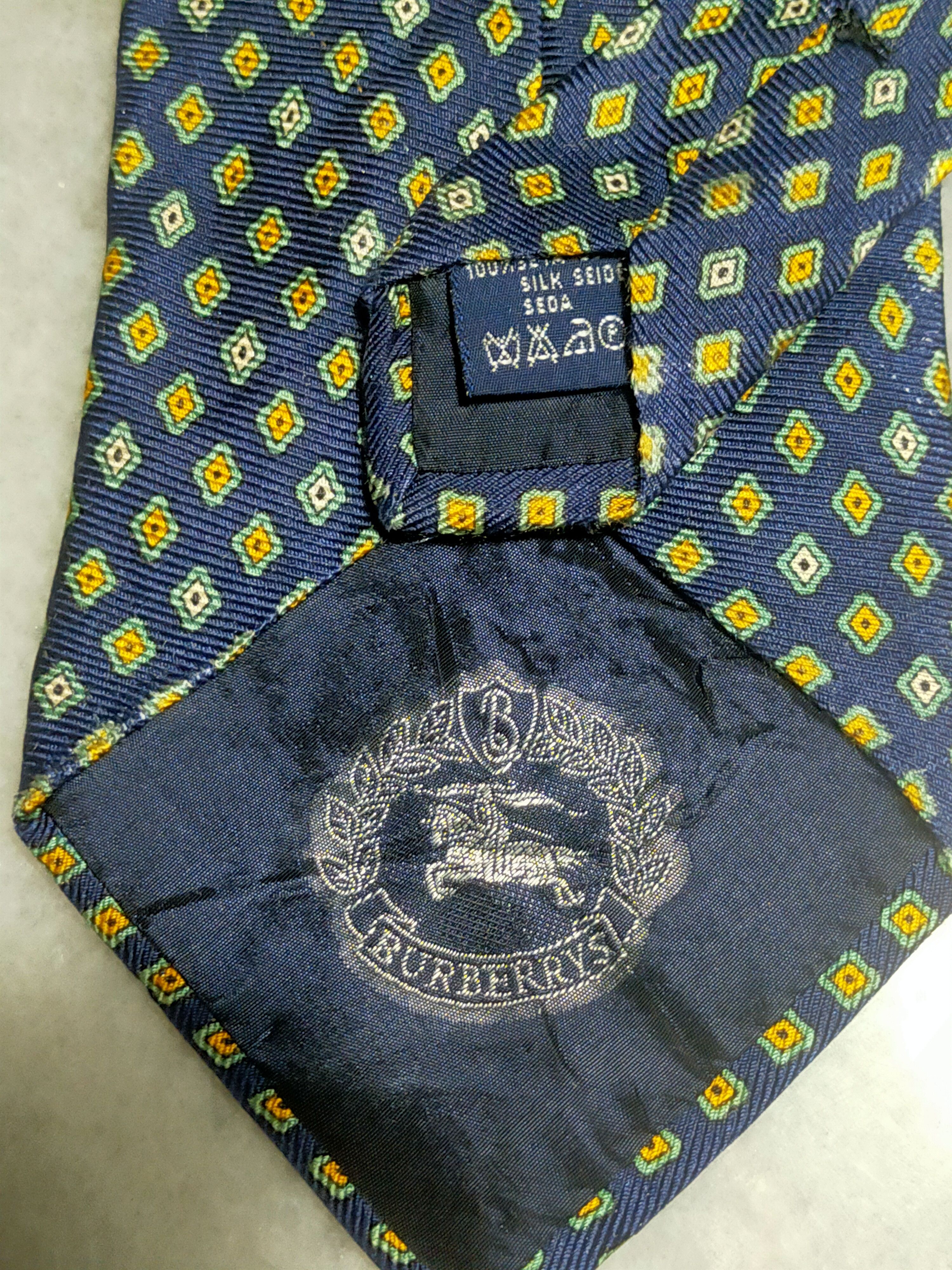 Burberry × Vintage BURBERRYS VINTAGE YELLOW DIAMOND PATTERN SILK TIE Size ONE SIZE - 8 Thumbnail