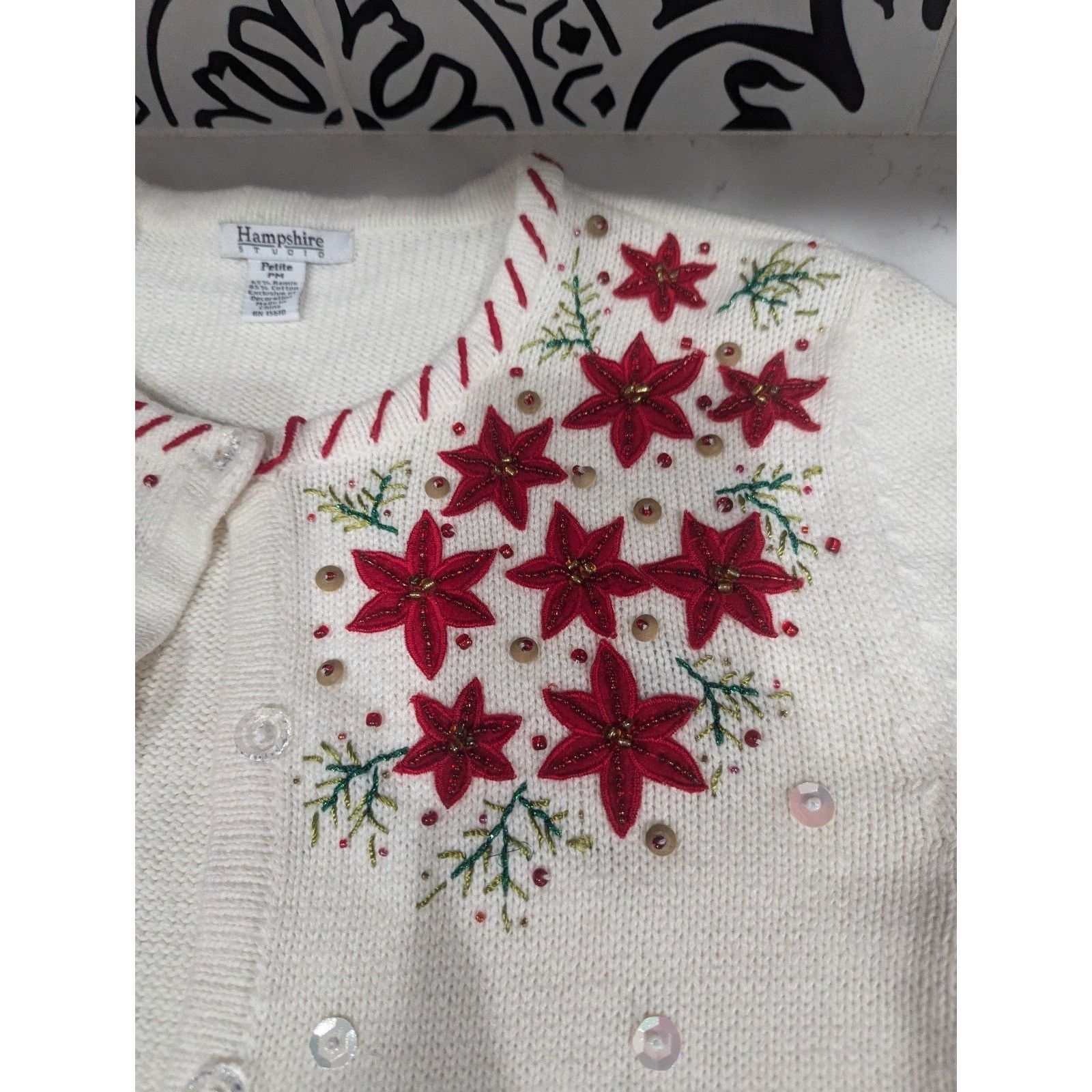 Other Hampshire Studio Ladies Christmas Sweater Size Petite Medium Size M / US 6-8 / IT 42-44 - 6 Thumbnail