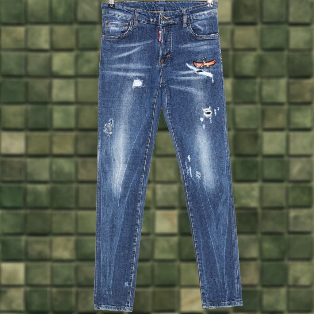 Dsquared2 DSQUARED2 Jeans Men Size 44 / W30 L32 Slim Fit Distressed 5-Pocket DZ6591 Blue Denim Regular Mens Size US 44 / EU 60 - 1 Thumbnail