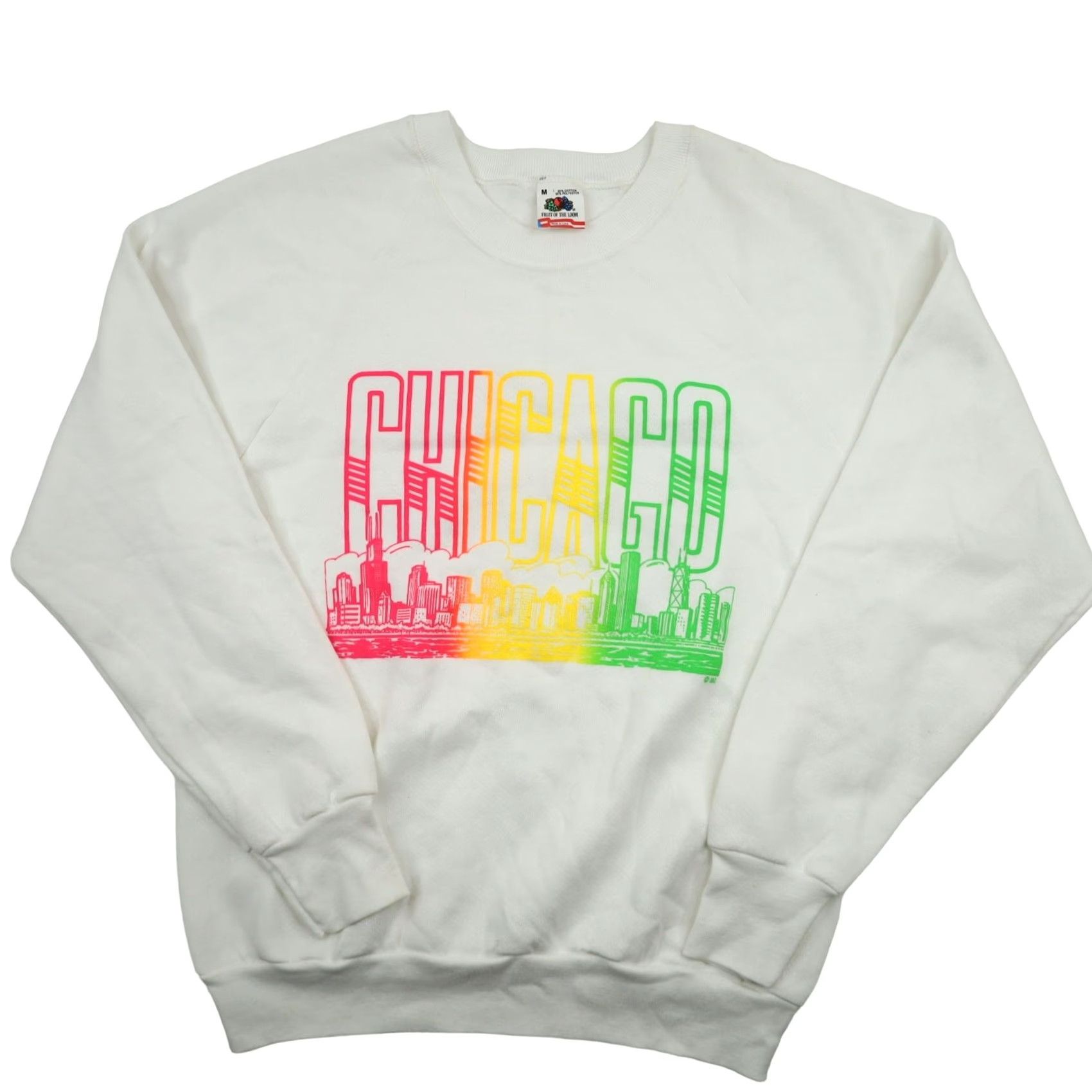 Rainbow VINTAGE Chicago Mens Medium Rainbow Spellout Graphic Sweatshirt White Size US M / EU 48-50 / 2 - 2 Thumbnail