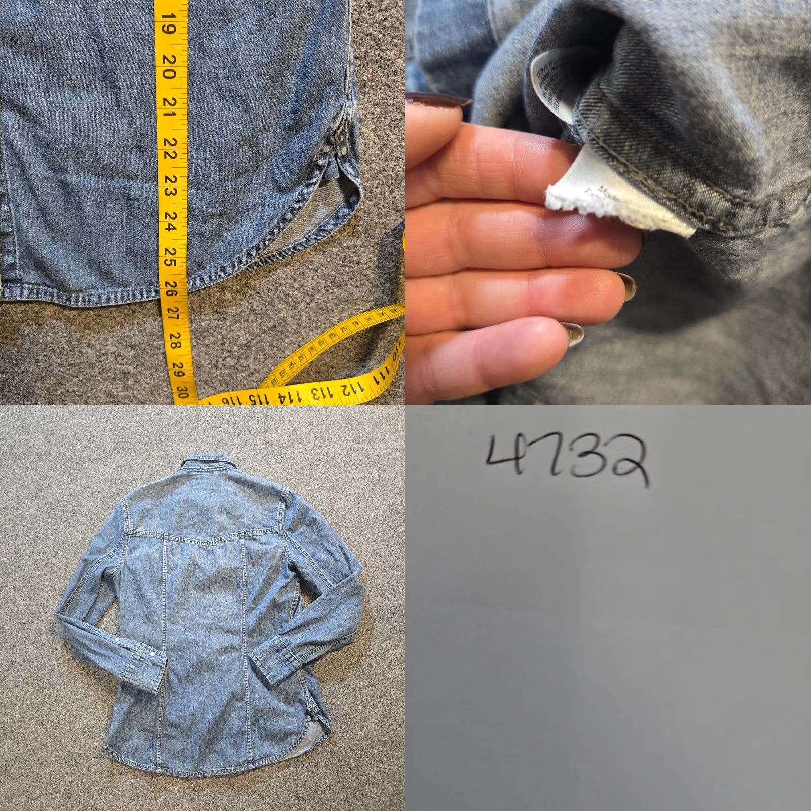 J.Crew J.Crew Top - Womens Size 0 Blue Denim Pearl Snap Slim Long Casual Capsule Minimal Size XS / US 0-2 / IT 36-38 - 8 Thumbnail