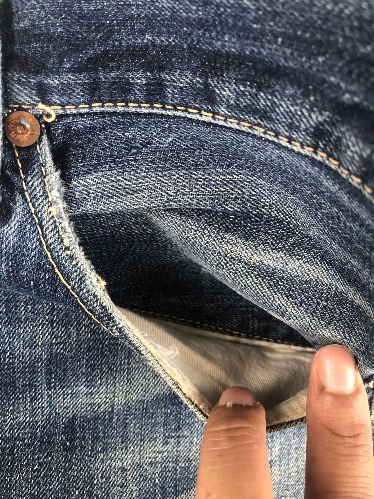 The Real McCoy's Joe Mccoy 906 Selvedge Denim Mudwash Distressed Ripped Size US 30 / EU 46 - 14 Thumbnail