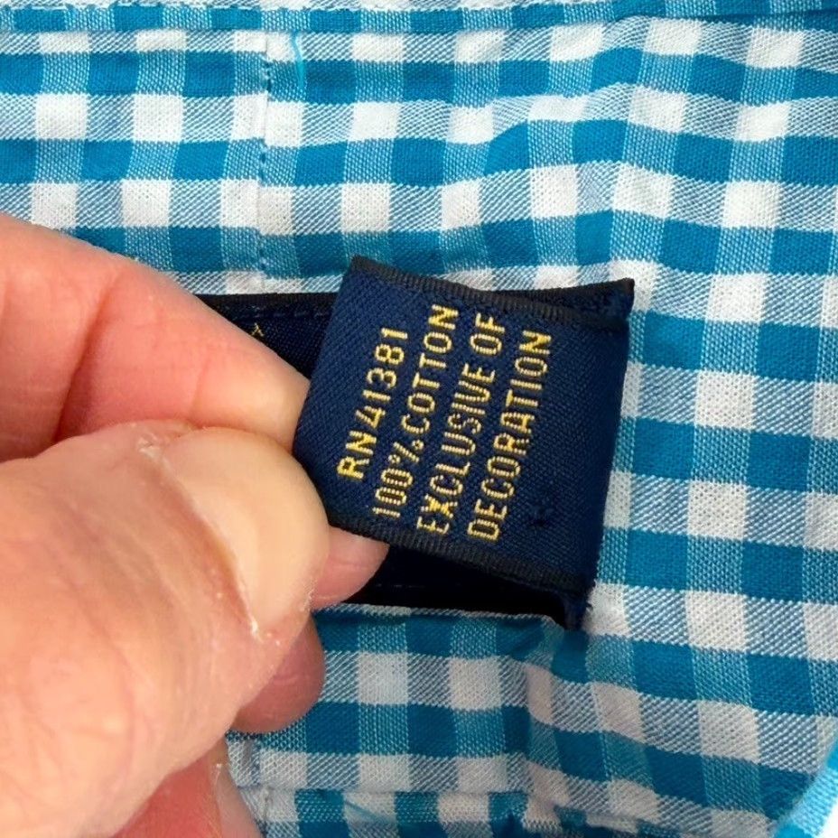 Polo Ralph Lauren Polo Ralph Lauren Seersucker Shirt Blue Gingham Check Men L Short Sleeve Button-Up Collared Yellow Pony Embroidered Pocket Casual Vintage: No Size US L / EU 52-54 / 3 - 6 Thumbnail