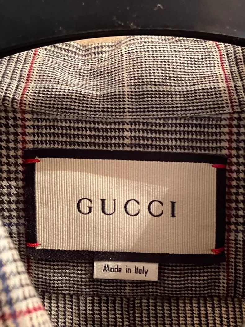 Gucci Gucci Limited edition gray Piggy embroidered wool plaid shi Size US S / EU 44-46 / 1 - 5 Thumbnail