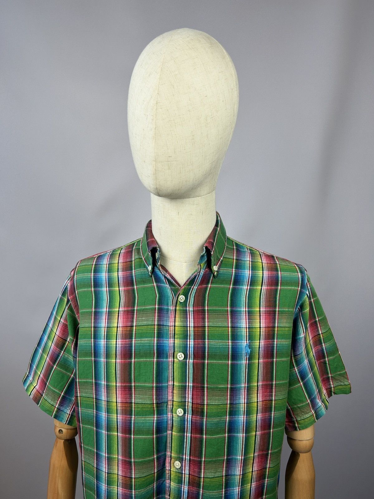 Polo Ralph Lauren Polo Ralph Lauren Check Green Linen Short Sleeve Shirt Size US M / EU 48-50 / 2 - 2 Thumbnail