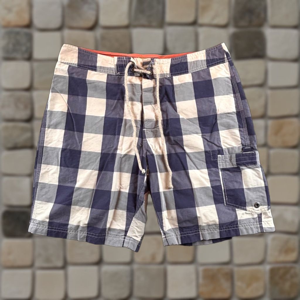 J.Crew J.CREW Mid Blue Plaid Gingham Long Board Swim Trunks Shorts 32 Men Bottom Trunks Drawstring Lined Girls No, wait. Size US 32 / EU 48 - 1 Thumbnail