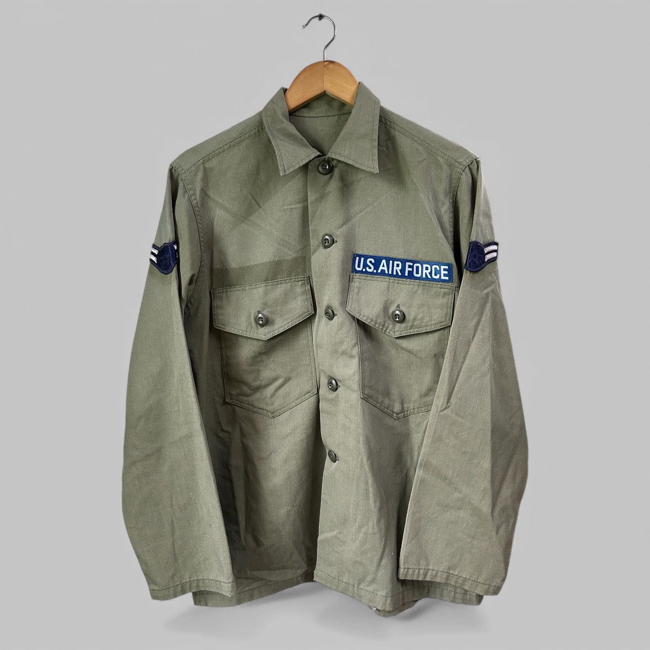 Vintage US Air Force OG-507 Utility Shirt With Airman Rank Size US XL / EU 56 / 4 - 2 Thumbnail