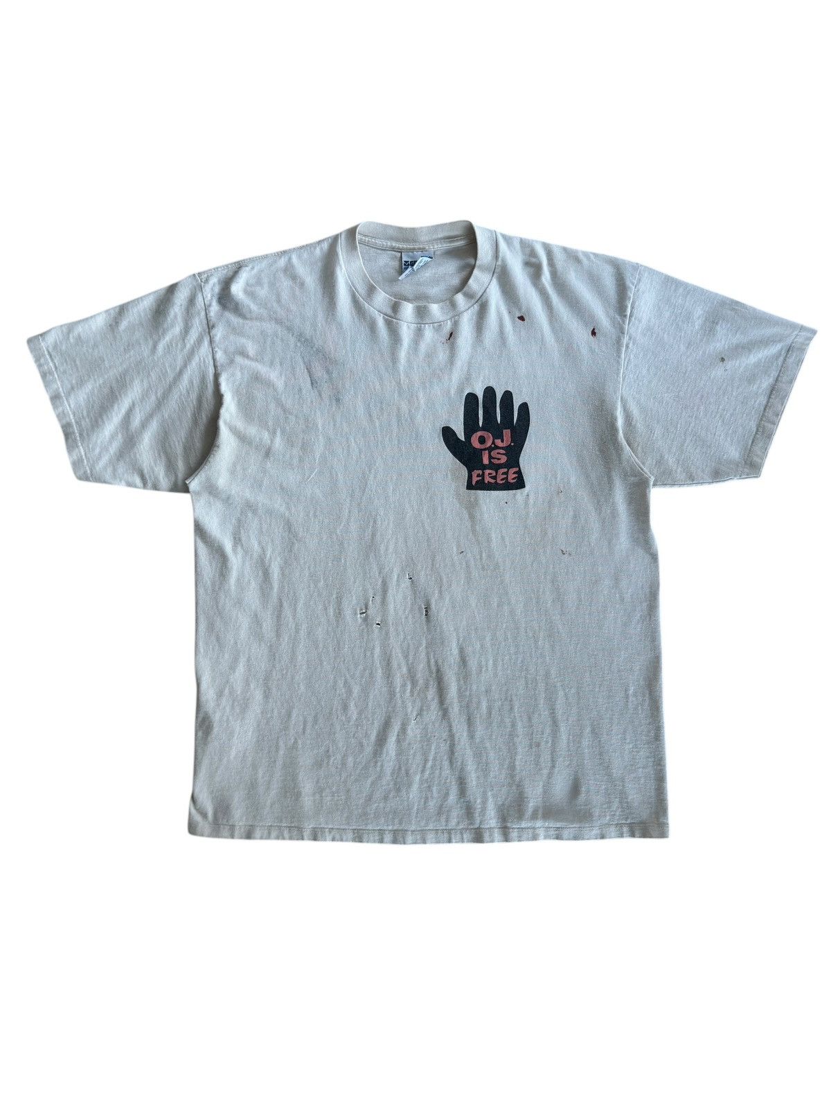 Vintage Vintage 90s O.J. Is Free Tee ‘The Juice is Loose” Thrashed Size US XL / EU 56 / 4 - 1 Thumbnail