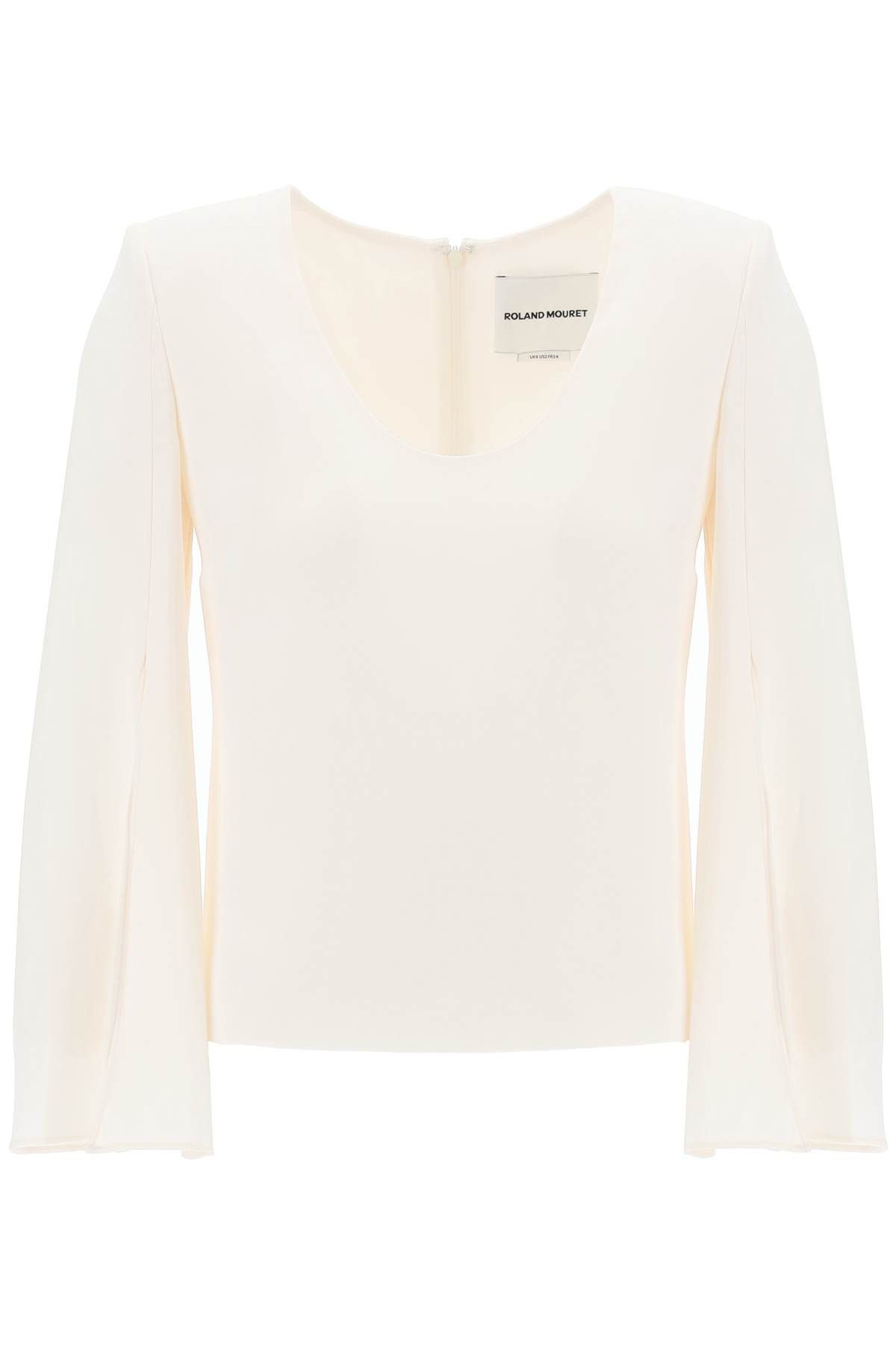 image of Roland Mouret "cady Top With Flared Sleeve" in Cream, Women's (Size Medium)