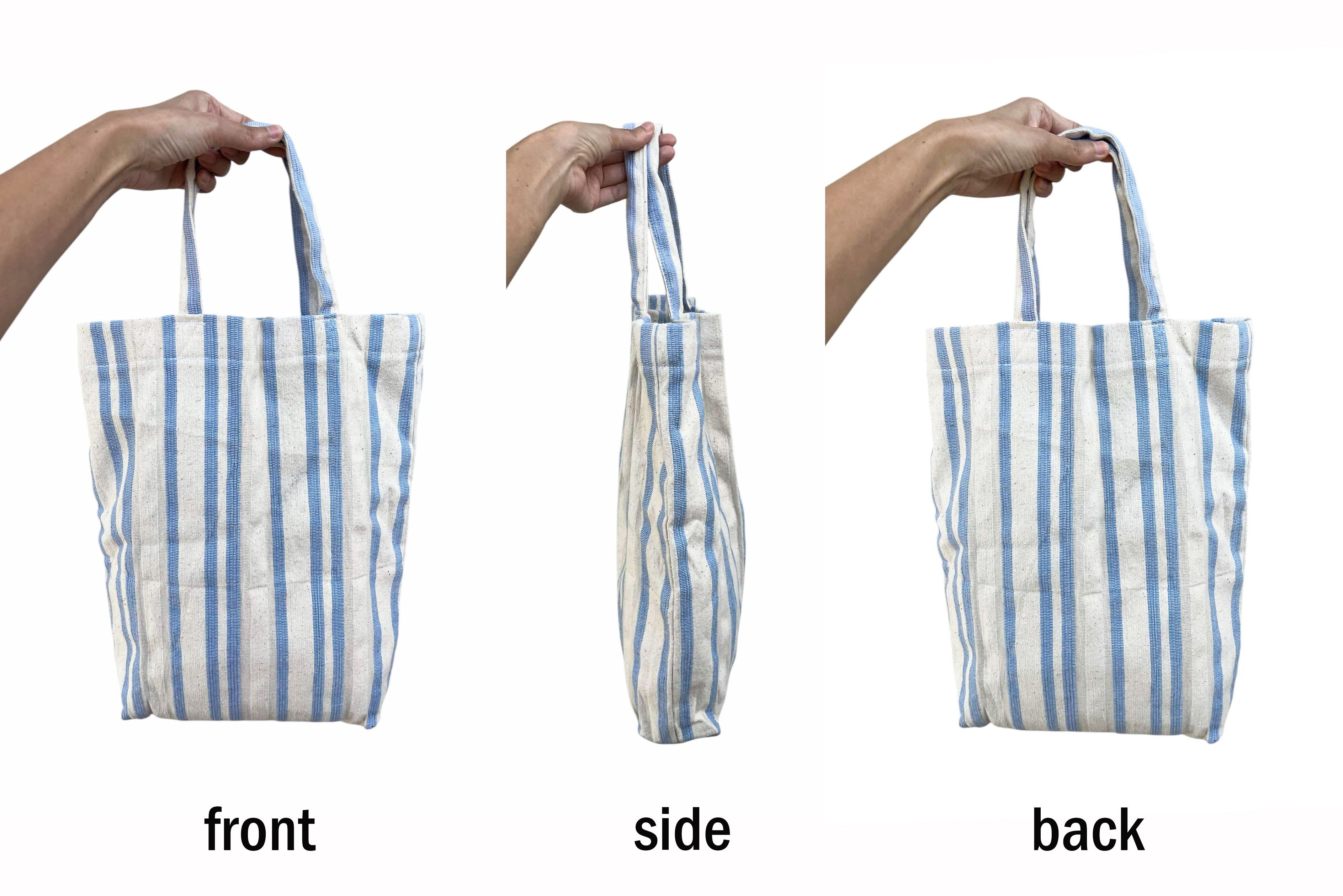 Vintage Vintage Handmade woven vertical striped Top Handle large Bag Size ONE SIZE - 8 Thumbnail