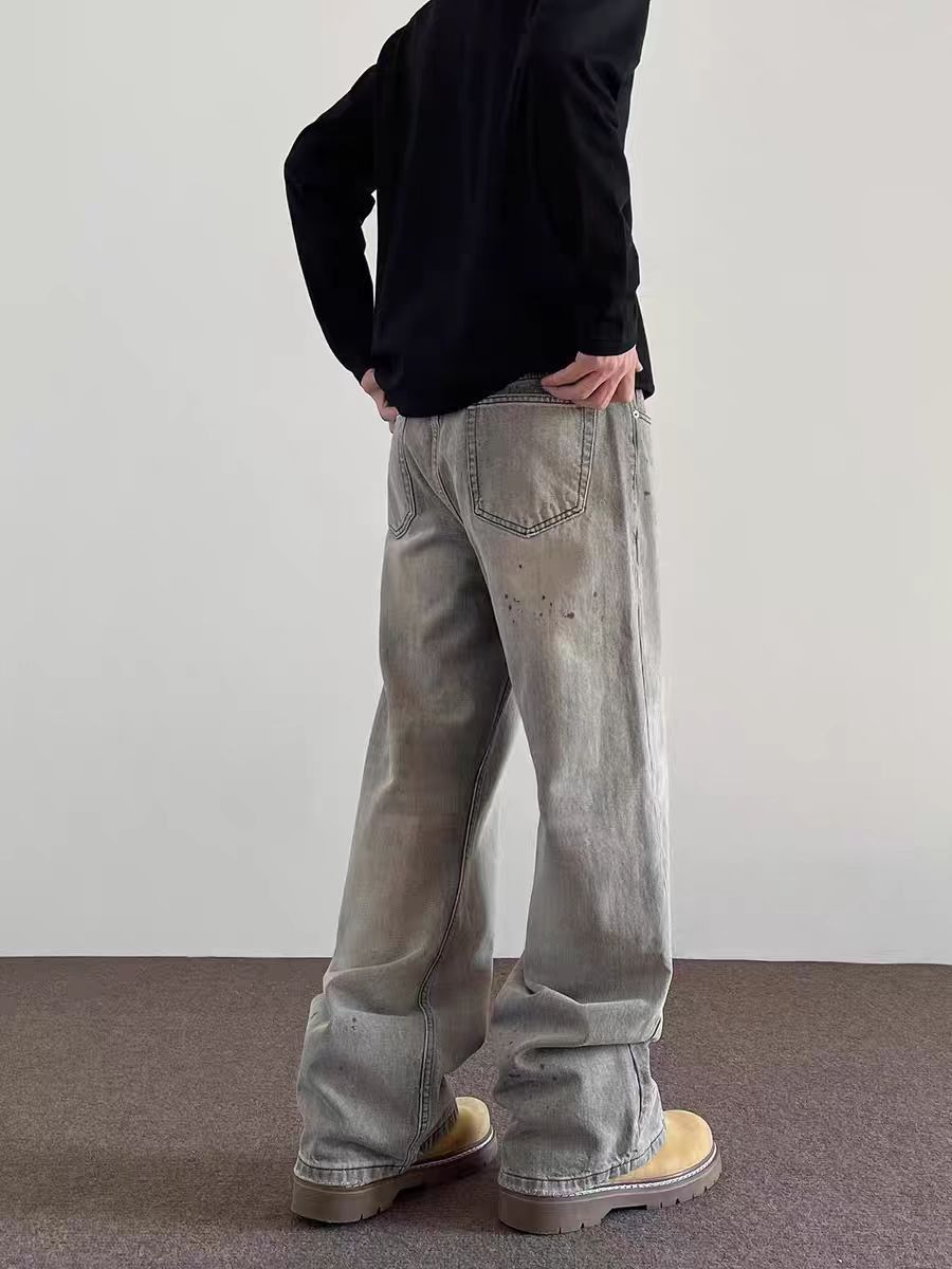 Japanese Brand × Jean Vintage washed and inked smoky grey baggy micro flare jeans Size US 30 / EU 46 - 1 Thumbnail