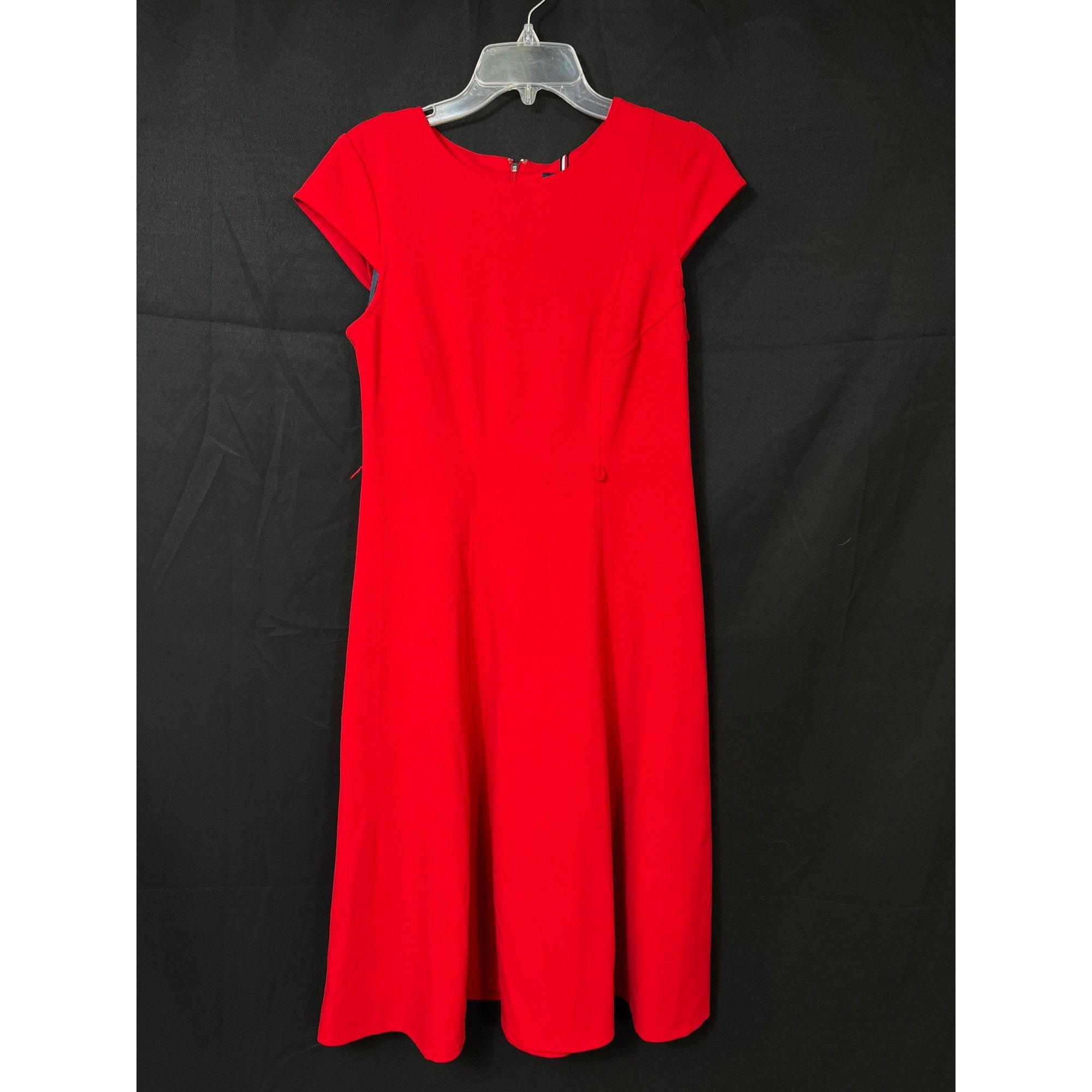 Tommy Hilfiger Tommy Hilfiger SKU 7616 Red Midi Dress With Cap Sleeves Size Size L / US 10 / IT 46 - 1 Thumbnail