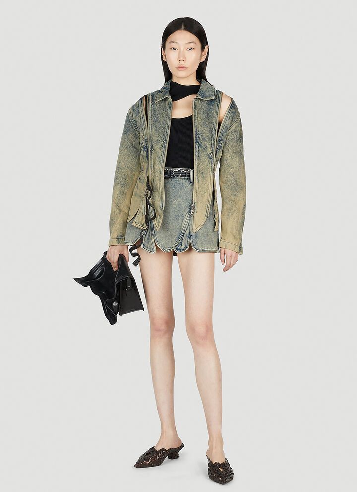 Y/Project o1mle0524 Tudor Zip Denim Jacket in Light Blue Size S / US 4 / IT 40 - 3 Thumbnail