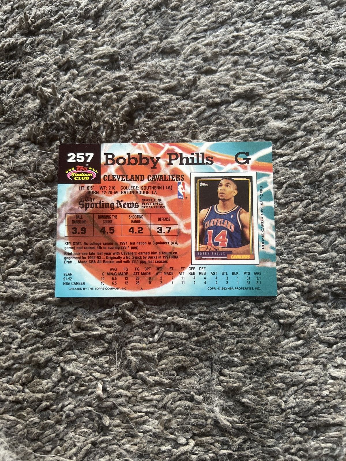 NBA 1993 Topps #257 Bobby Phills Card Size ONE SIZE - 2 Thumbnail