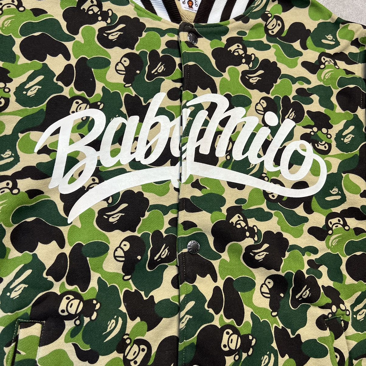Bape Baby Milo Bape Green Camo Virsity Jacket Size US L / EU 52-54 / 3 - 3 Thumbnail