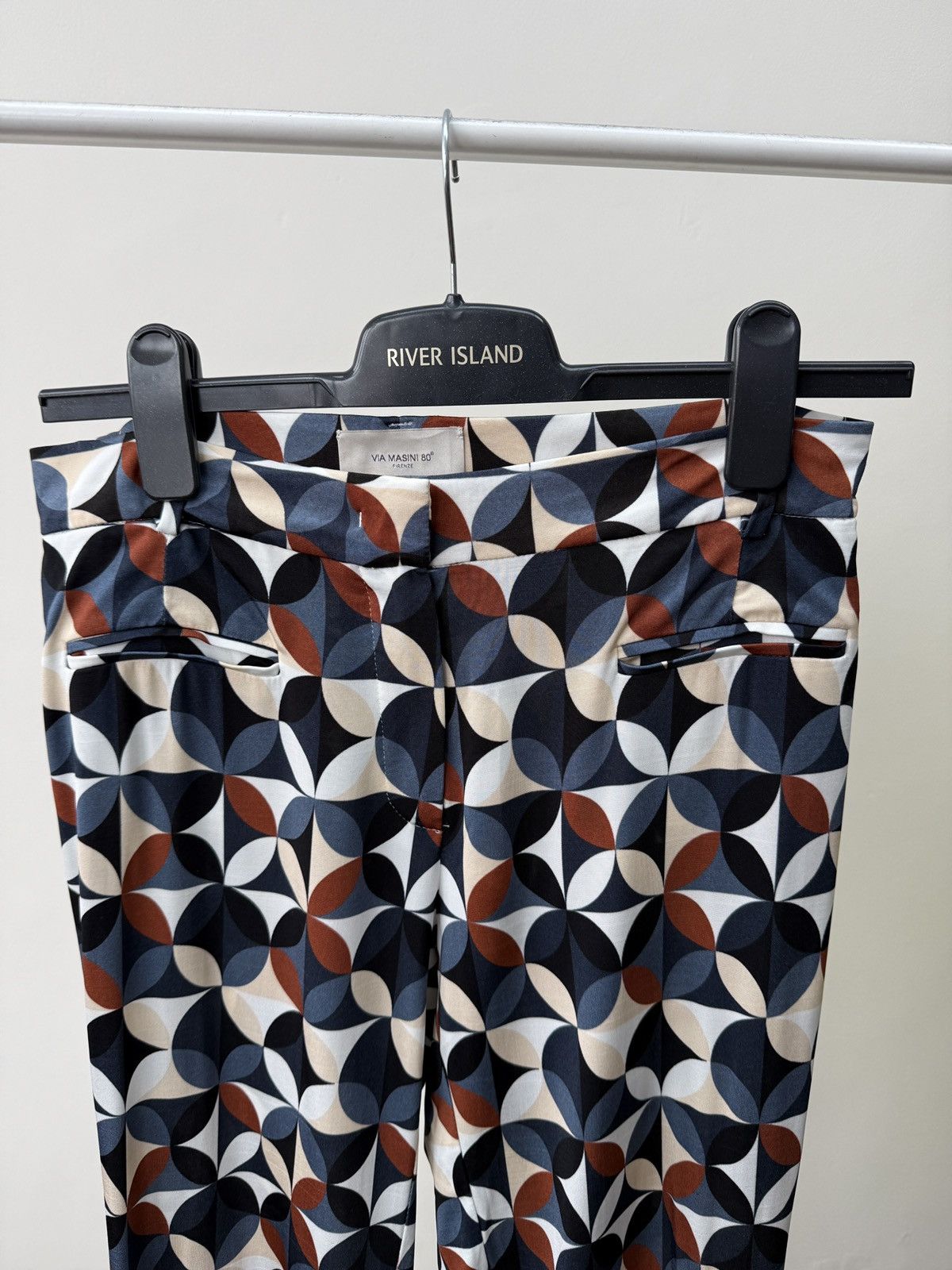 Other Vintage Via Masini 80 Firenze Women’s Flared Pants Geometric Size 27" / US 4 / IT 40 - 6 Thumbnail