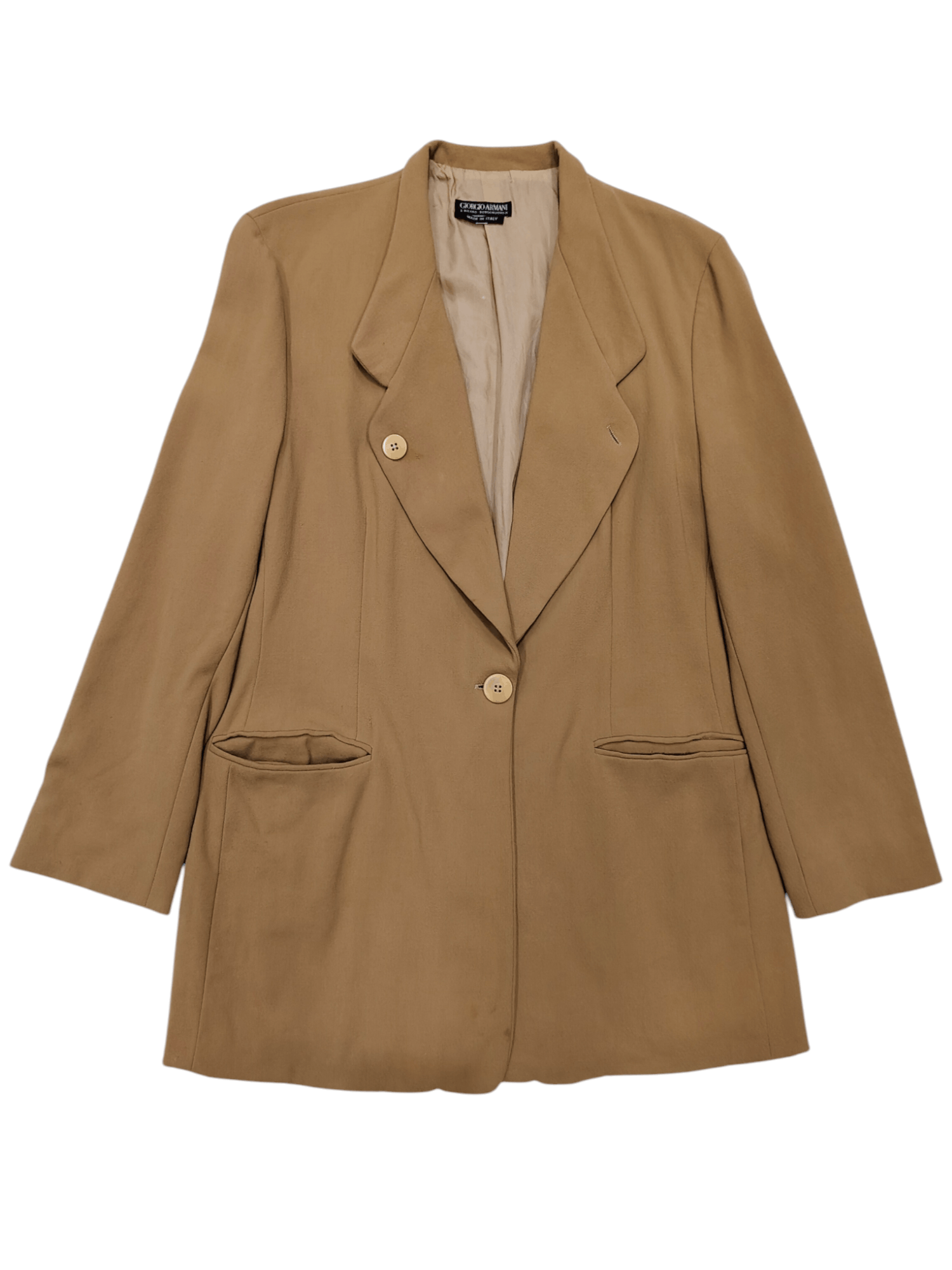 Giorgio Armani 90s Giorgio Armani- Archive Camel Soft Tailored Wool Blazer Size L / US 10 / IT 46 - 1 Thumbnail